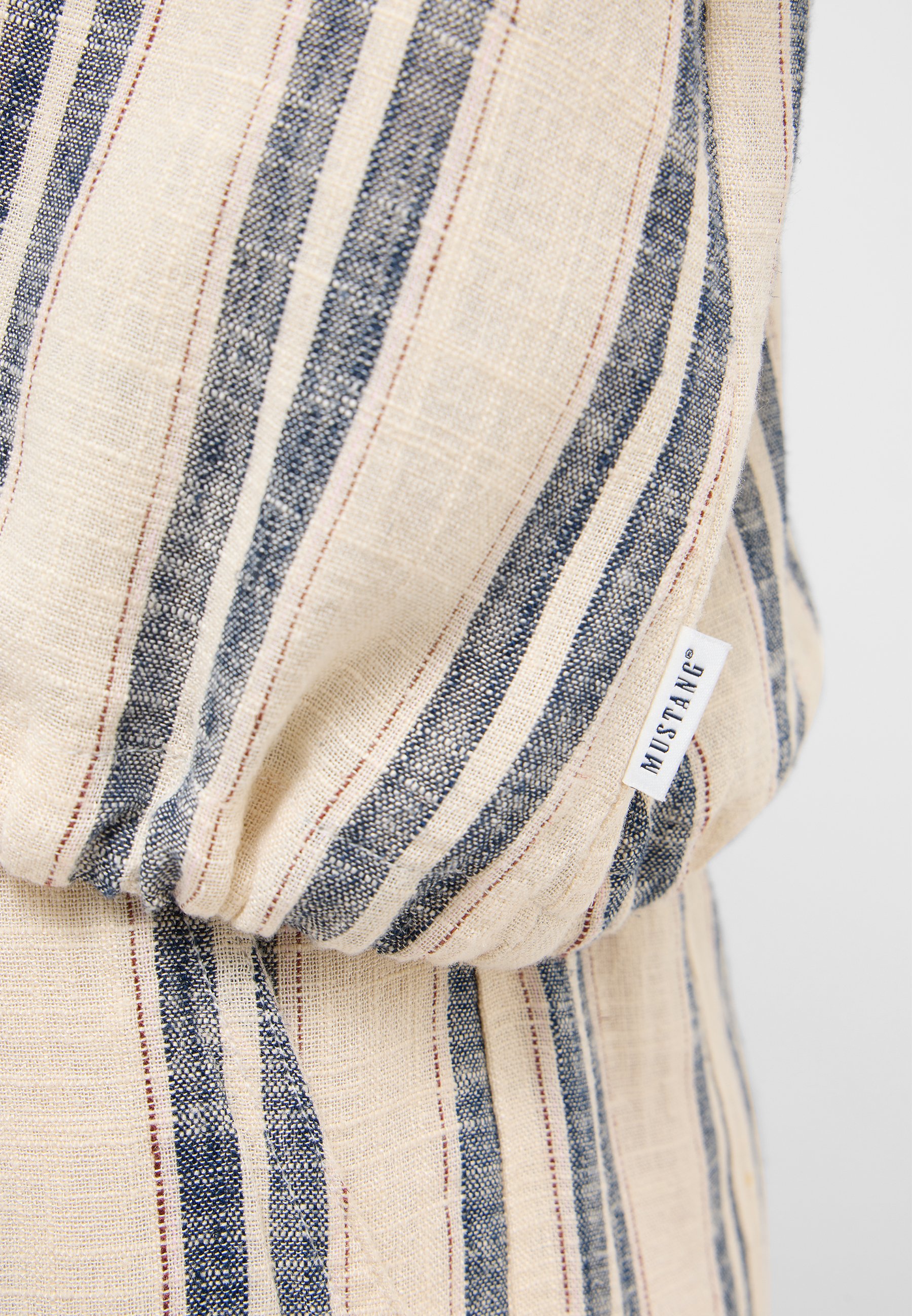 Strukturstoff, Streifen, Beige, Lagenlook, Tasche/Label