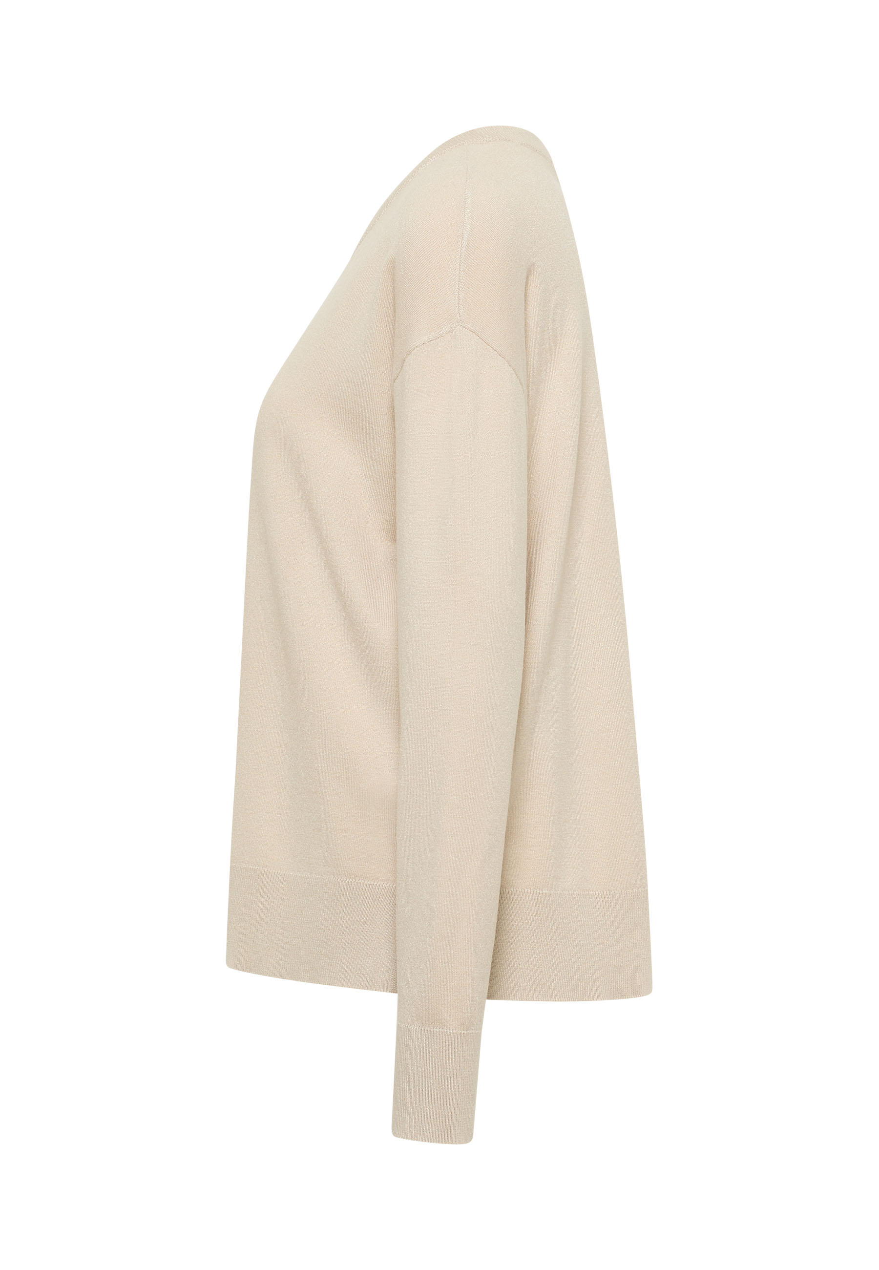 Beige, Pullover, Langarm, Ruhig geschnitten, Baumwolle