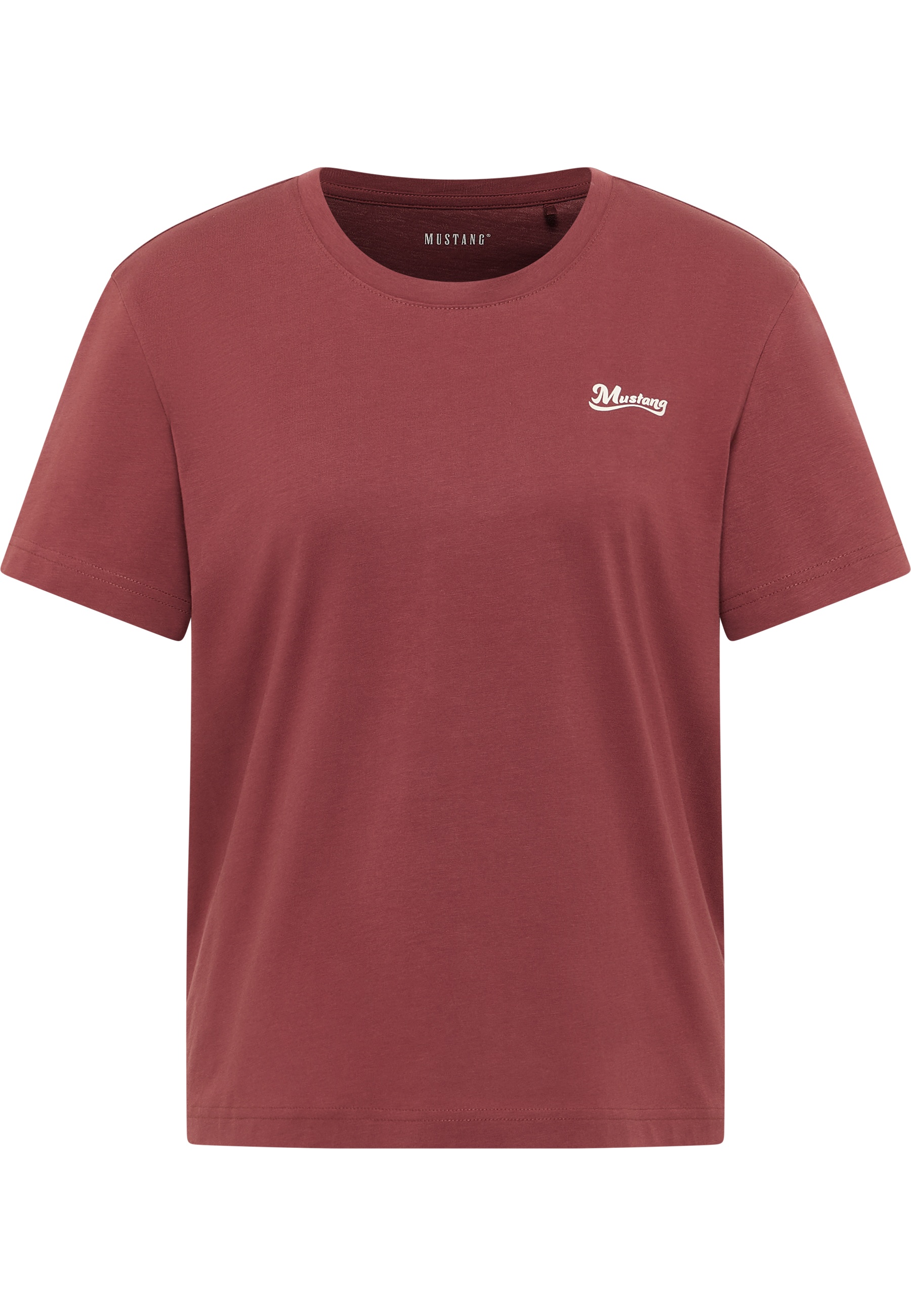 T-Shirt, Kurzarm, Rundhalsausschnitt, Uni Farbe, Mustang Logo