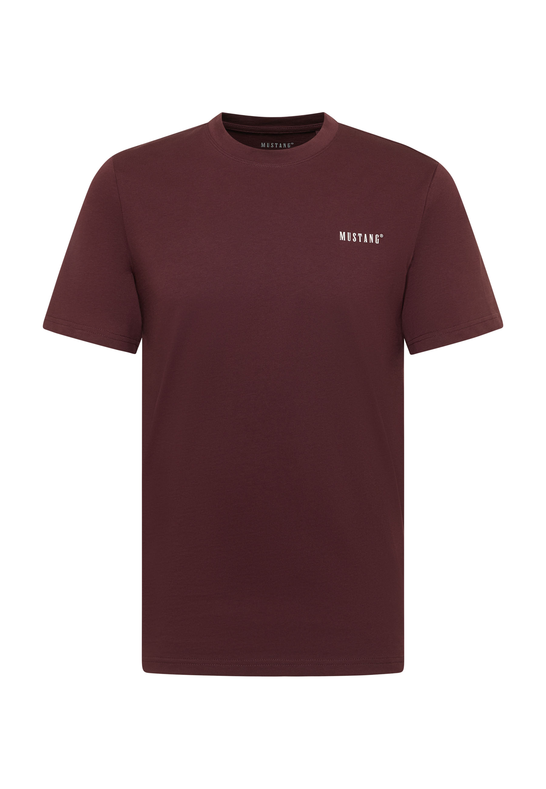T-Shirt, Kurzarm, Uni-Farbe, Burgunderrot, Mustang Logo