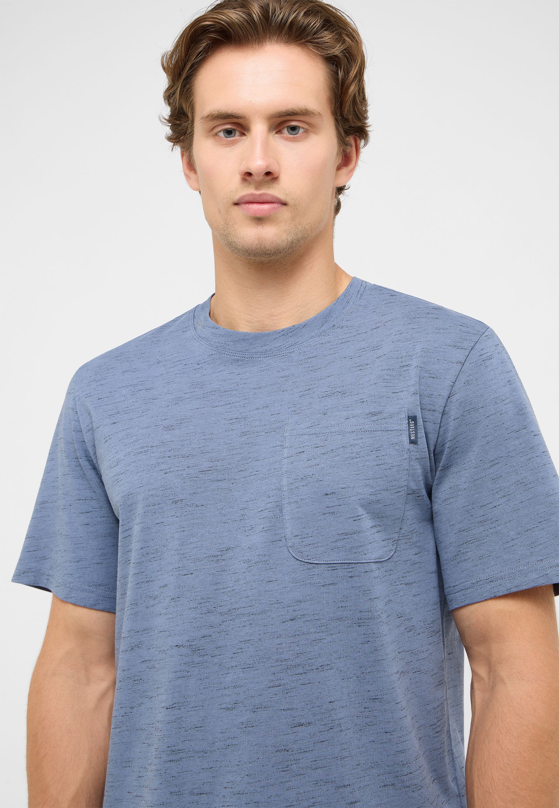 T-Shirt, Kurzarm, Rundhals, Pocket, Blau
