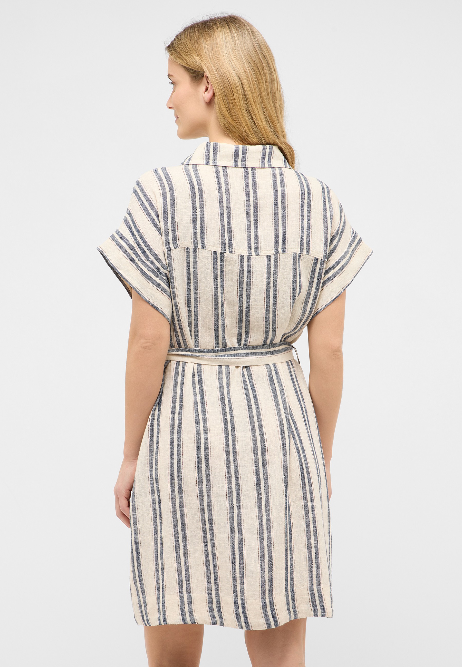 Strickkleid, Streifen, Kurzarm, Kleid, Gürtel