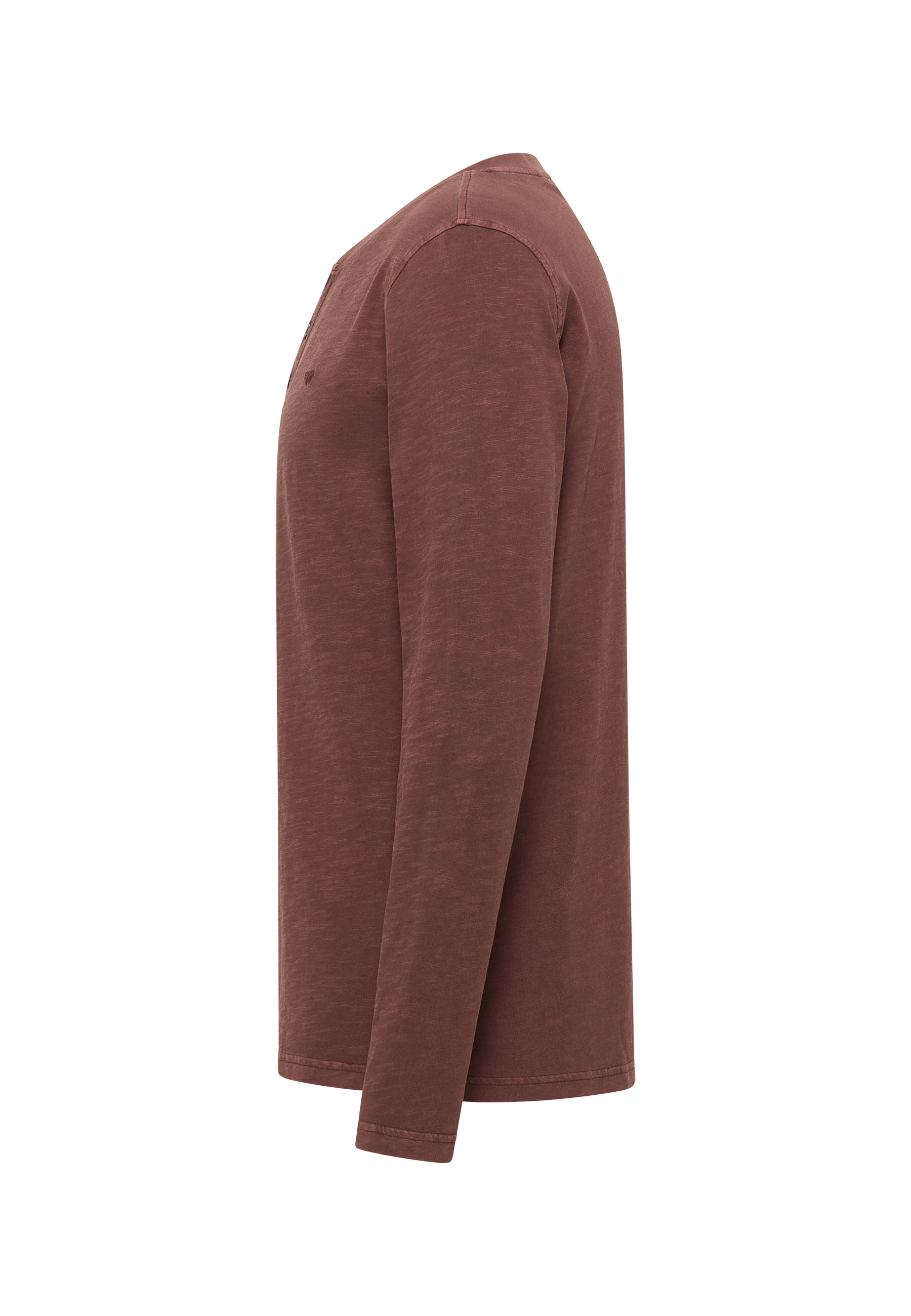 Langarmshirt, Rundhalsausschnitt, Rustrot, Baumwolle, einfarbig