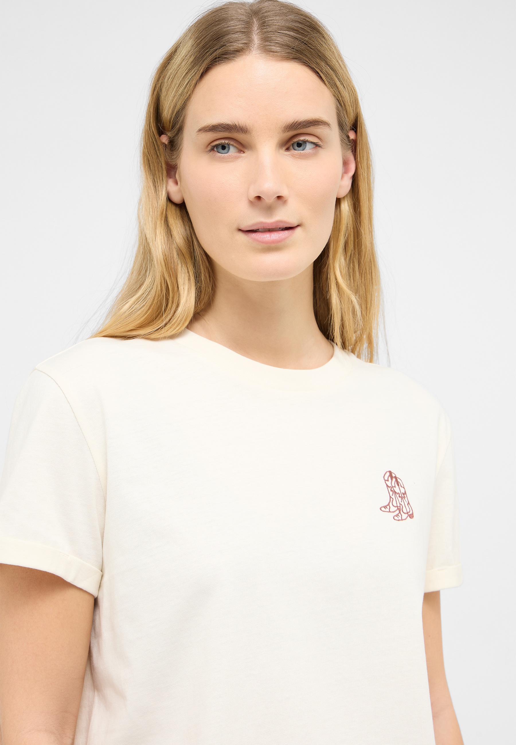 tshirt, kurzarm, creme, logo-rot, kleines-logo