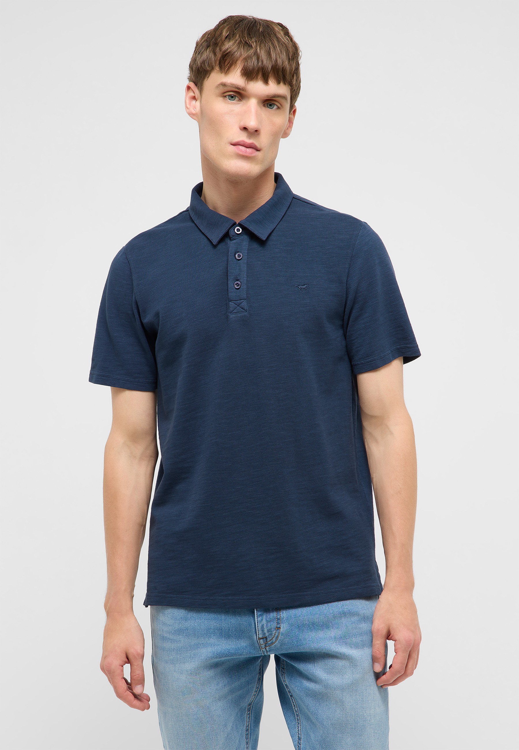 Polohemd, Kurzärmlig, Navy, Jeans, Polo-Shirt
