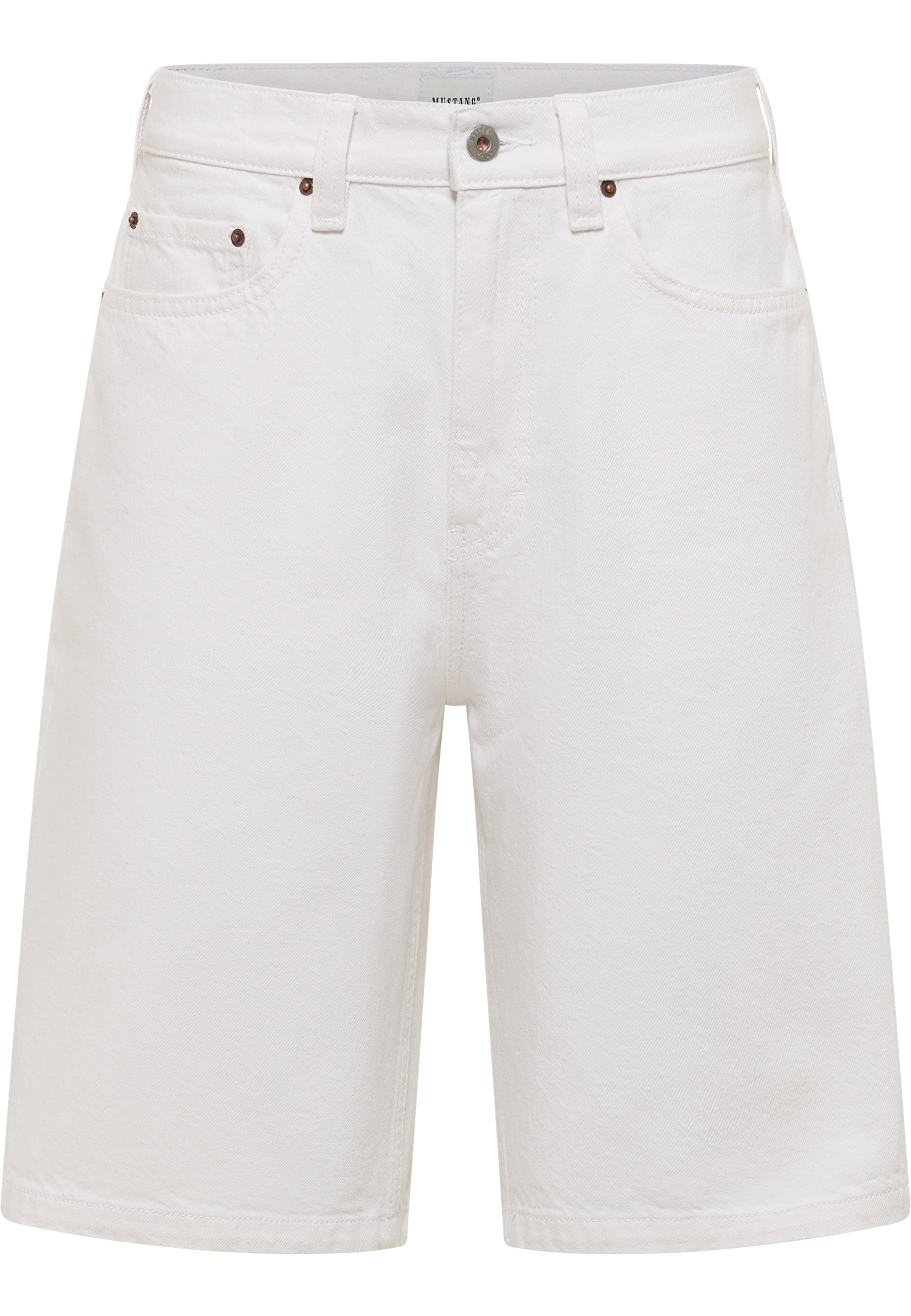 weite Shorts, leichte Jeans, weiß, Knopfverschluss, Gürtelschlaufen