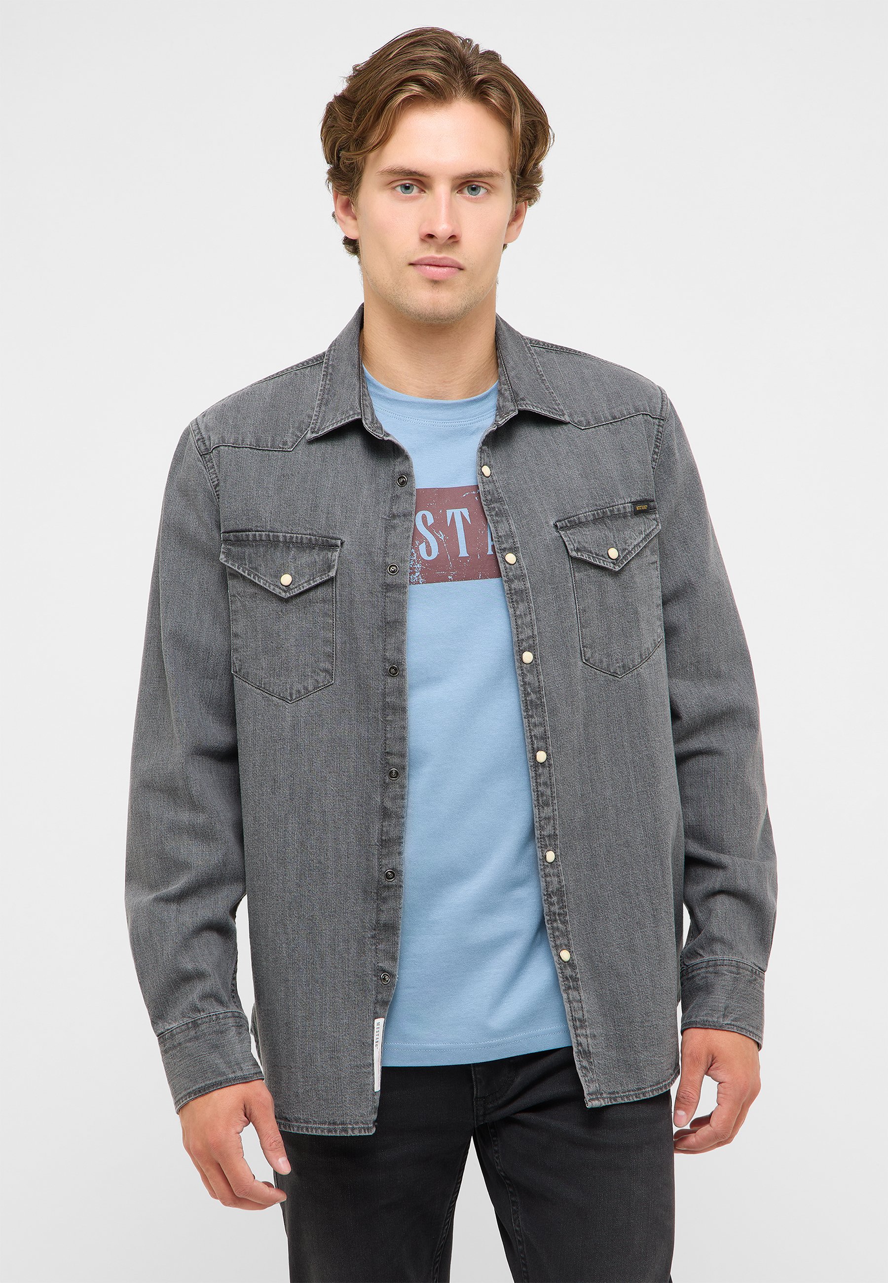 Jeanshemd, Langarm, Knopfverschluss, Brusttasche, Hemdjacke