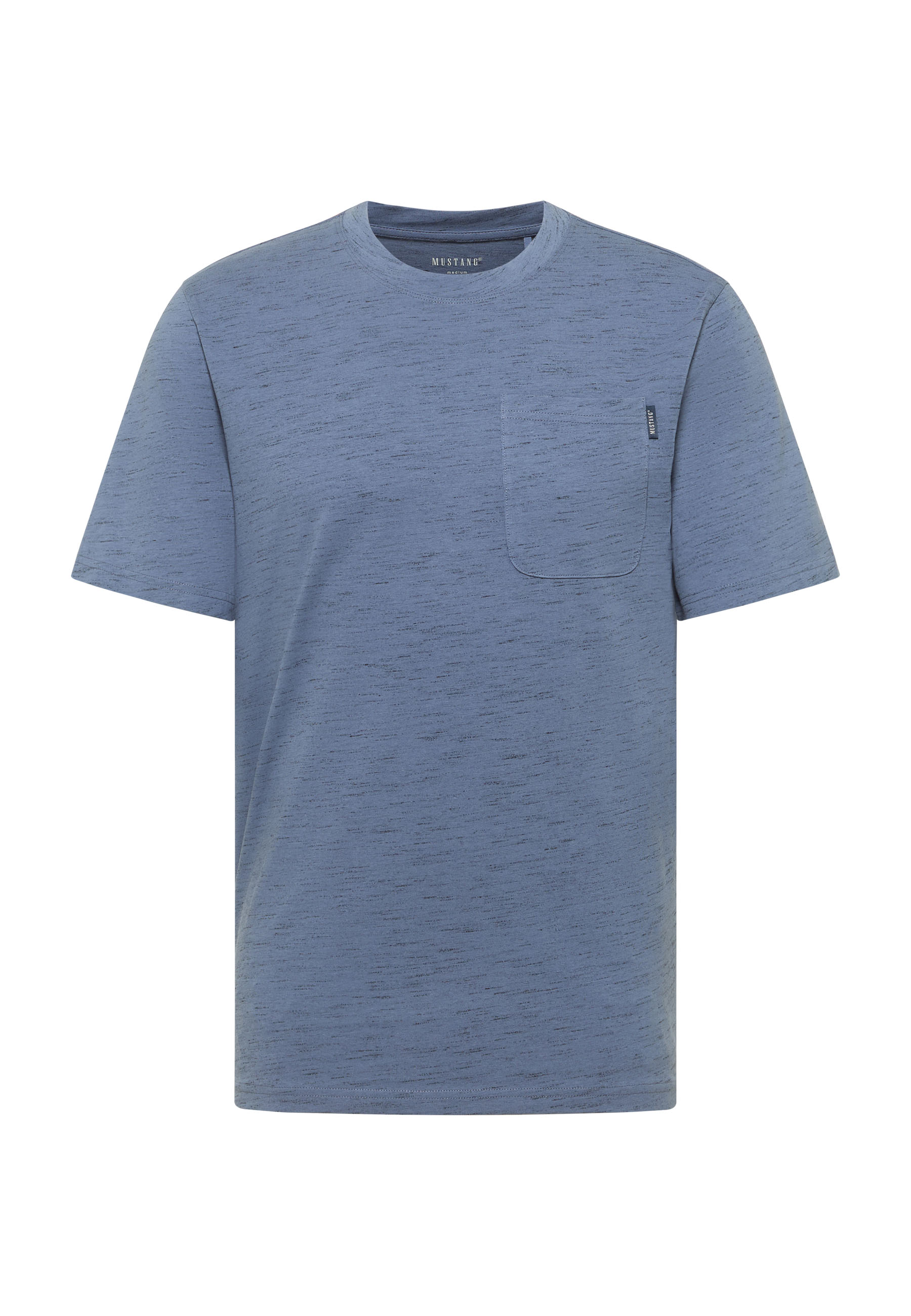 T-Shirt, Kurzes Ärmel, Brusttasche, Heathered, Blau