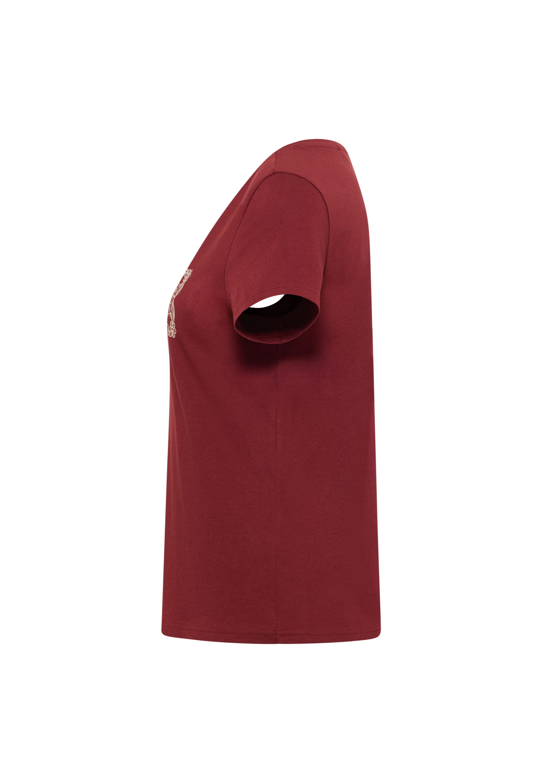 T-Shirt, Kurzarm, Rot, Rundhalsausschnitt, Glitzerendes Muster