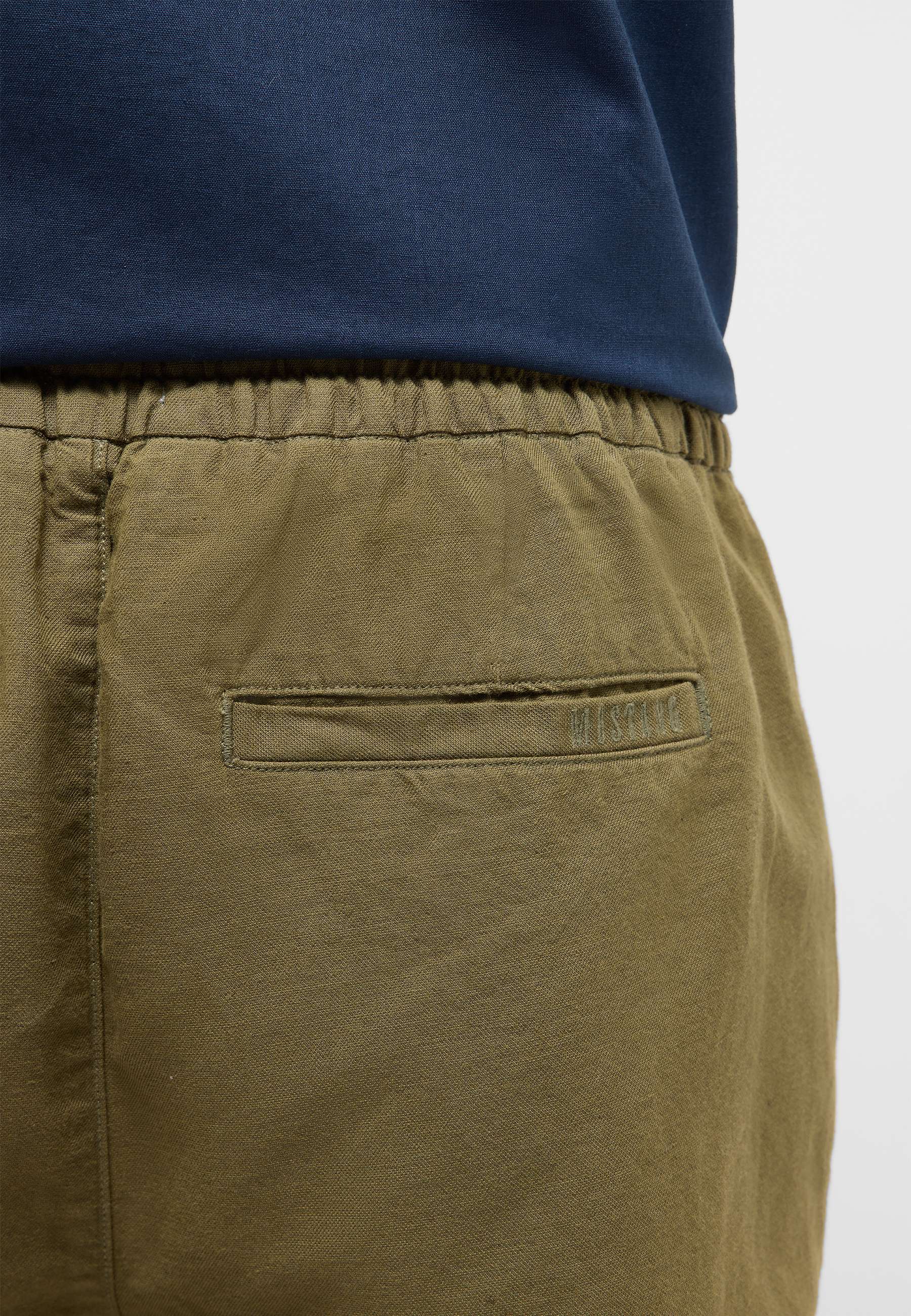 khaki pants, back pocket, elastischer Bund, Baumwollmischung, Näharbeiten