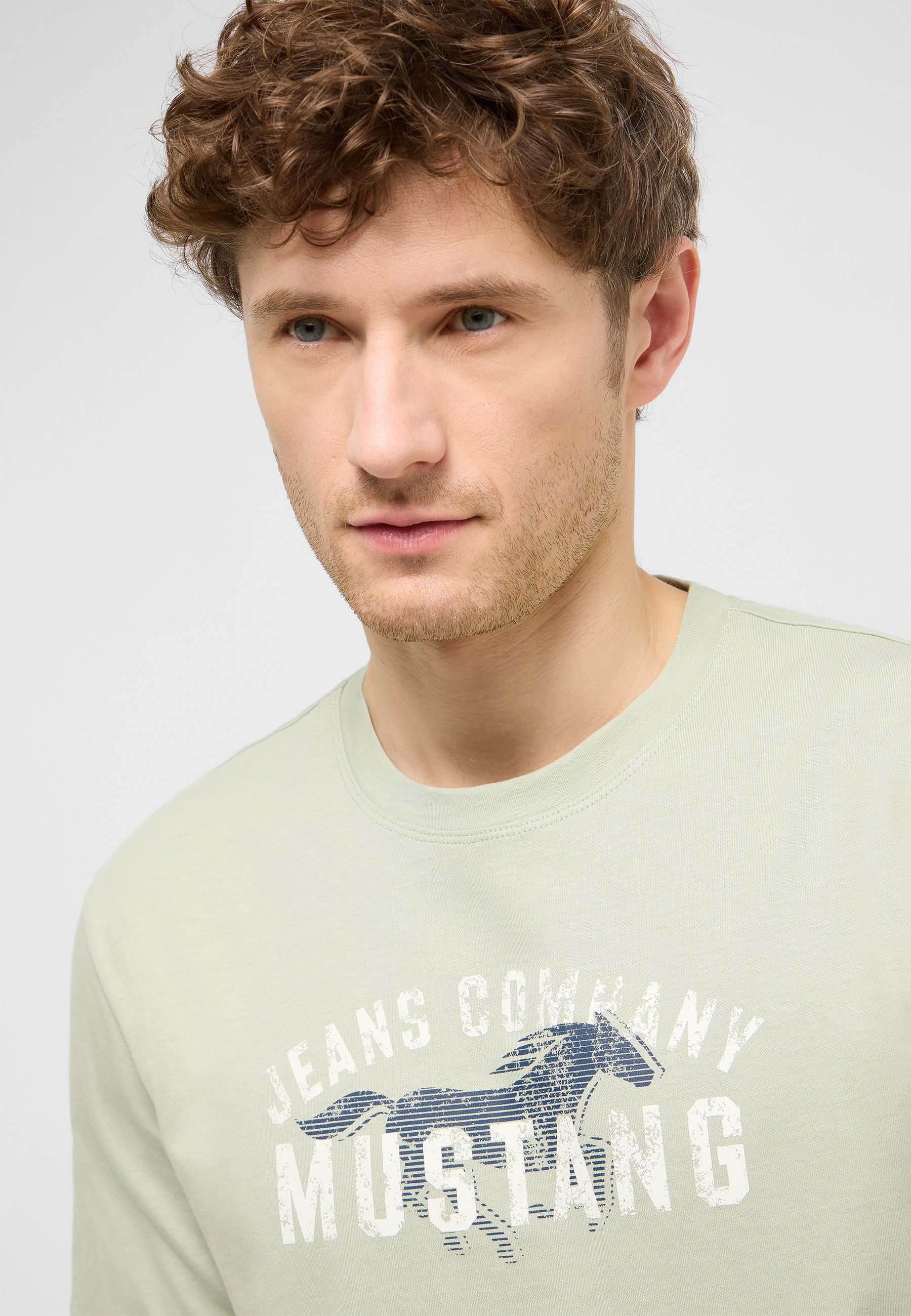 shirt, Kragenlos, Rundhals, Grafik, mintgrün