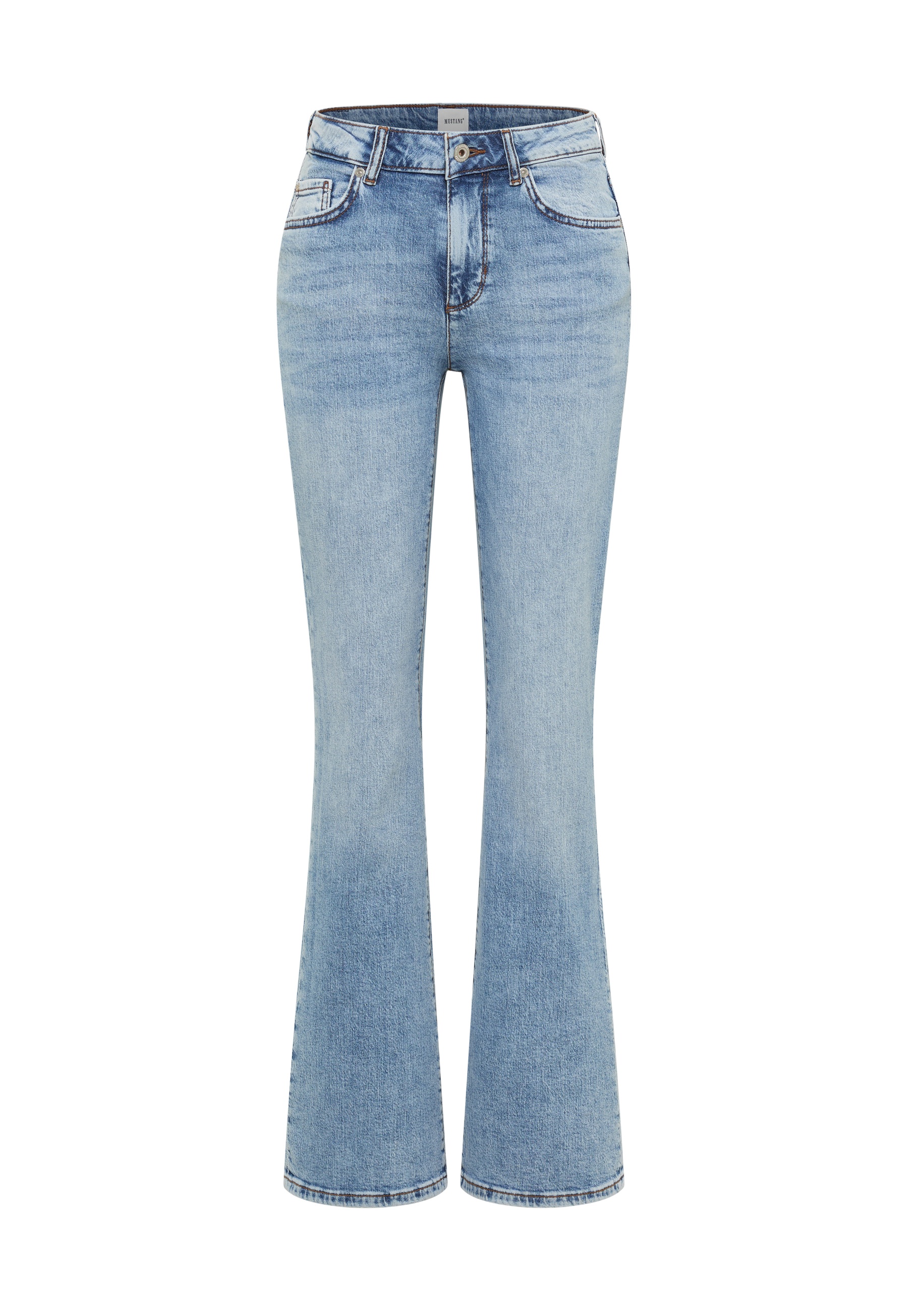Jeans, Flare, Lichtwaschung, Hohe Taille, Fünf-Taschen