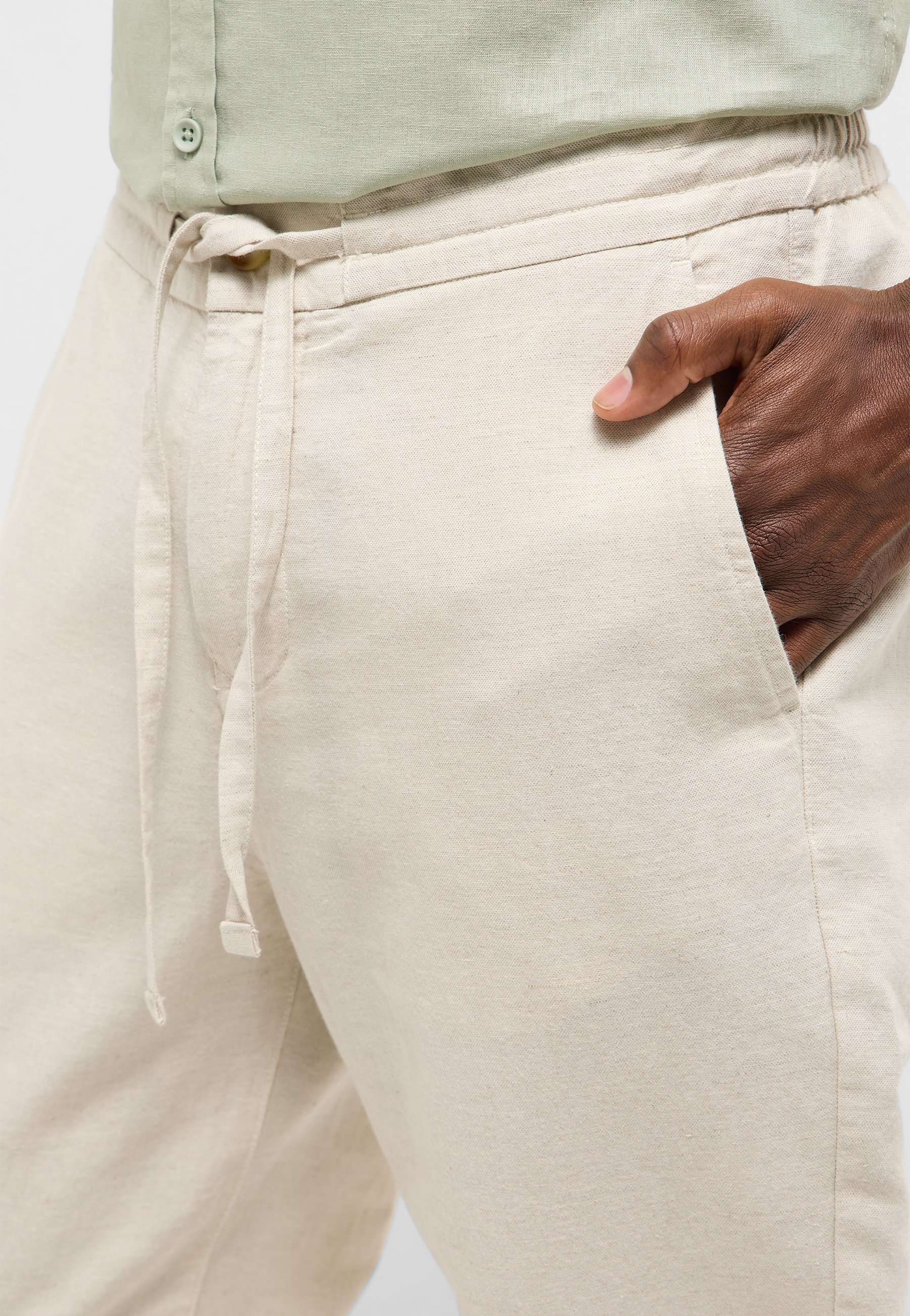 Hose, Beige, Kordelzug, Seitentasche, Baumwolle