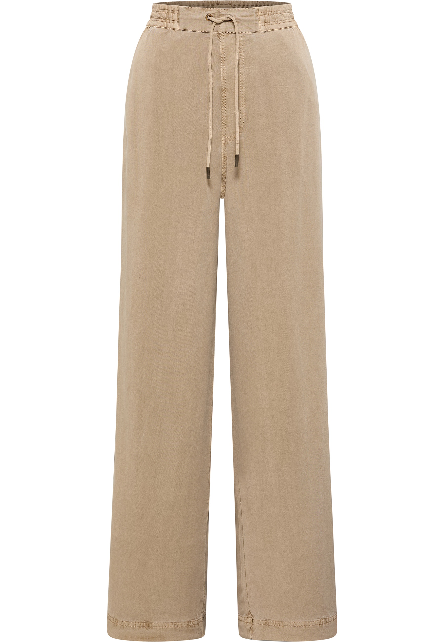 Hose, Beige, Gürtelzug, WeiteStraight, Kordelzug