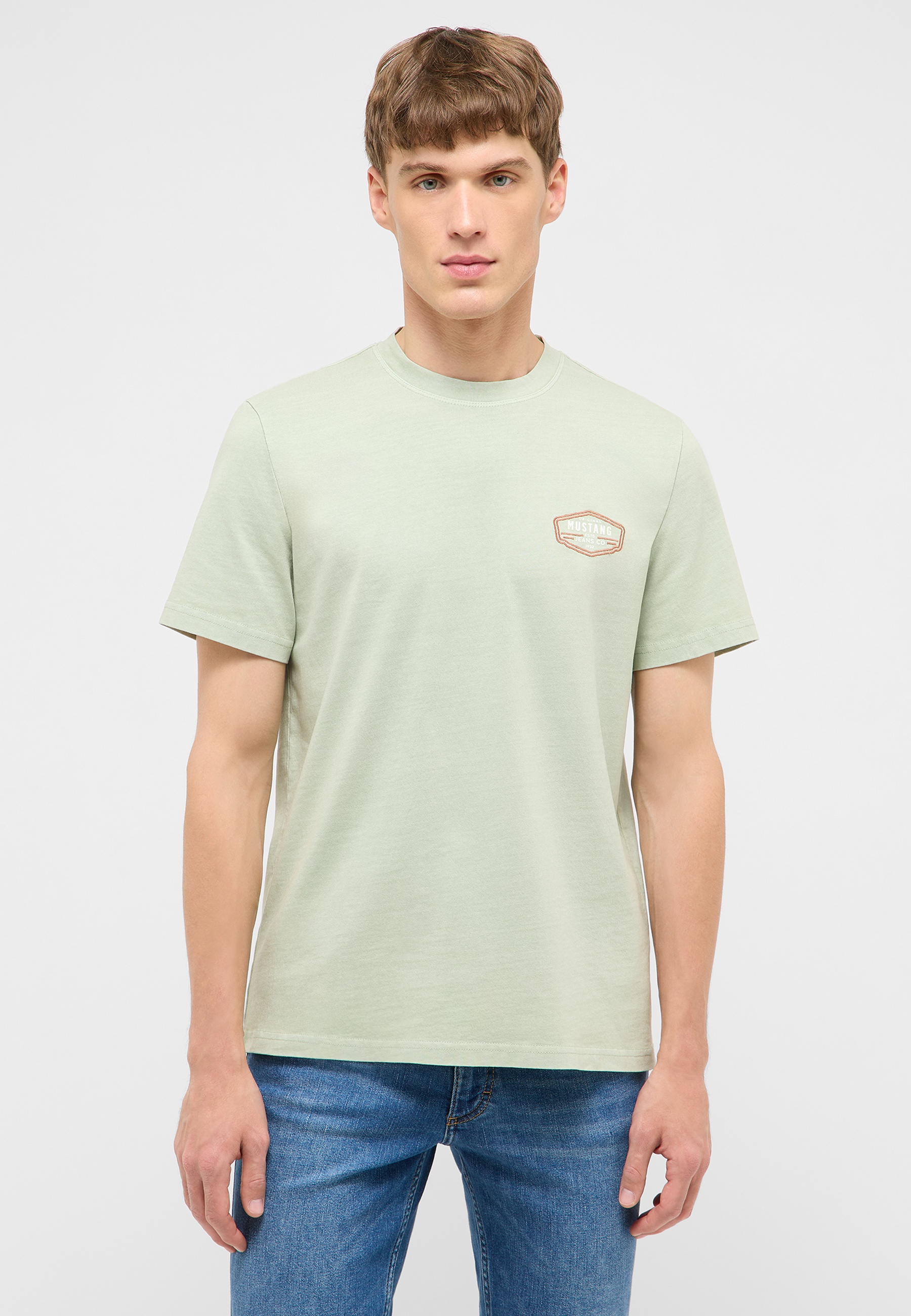 T-Shirt, Rundhals, Kurzarm, Minzgrün, Logo-Aufdruck