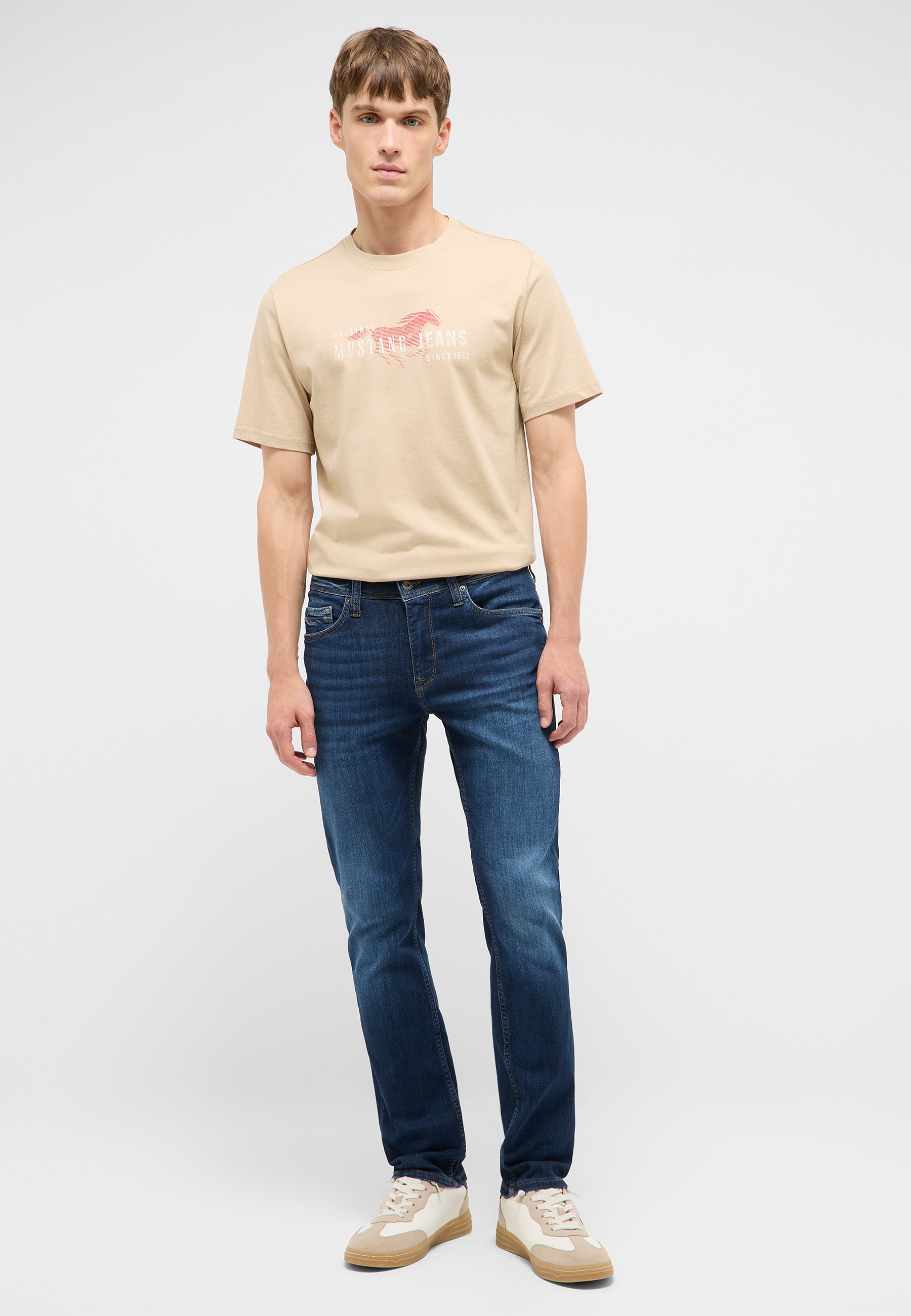 T-Shirt, Beige, Rundhals, Kurze Ärmel, Logo-Aufdruck