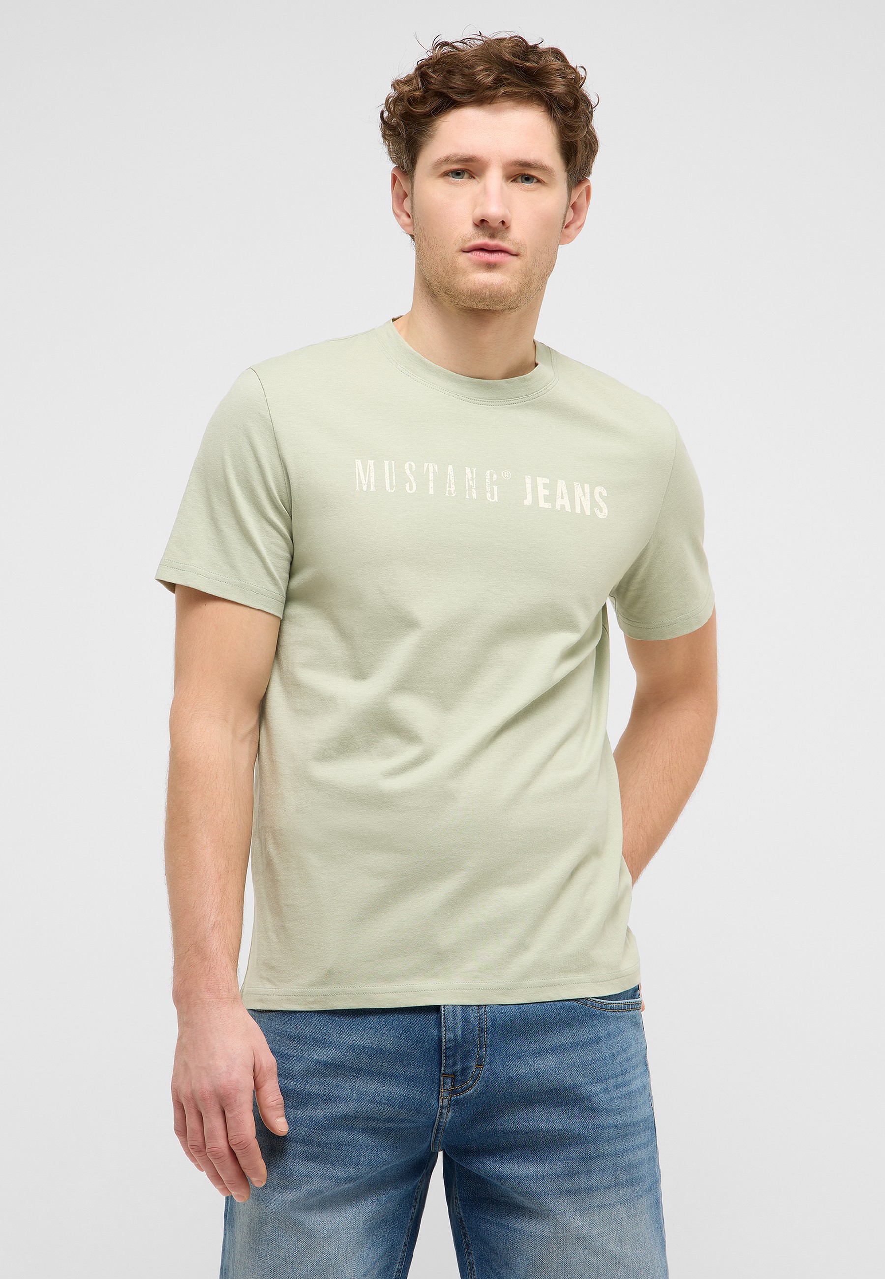 T-Shirt, Kurzes Ärmel, Rundhals, Mustangs Jeans, Hellgrün