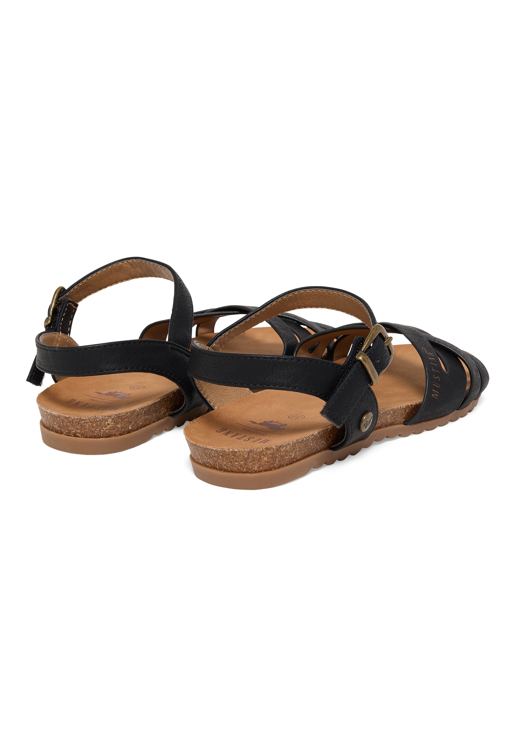 Sandalen, Damen, Gummisohle, Schwarz, Schnalle