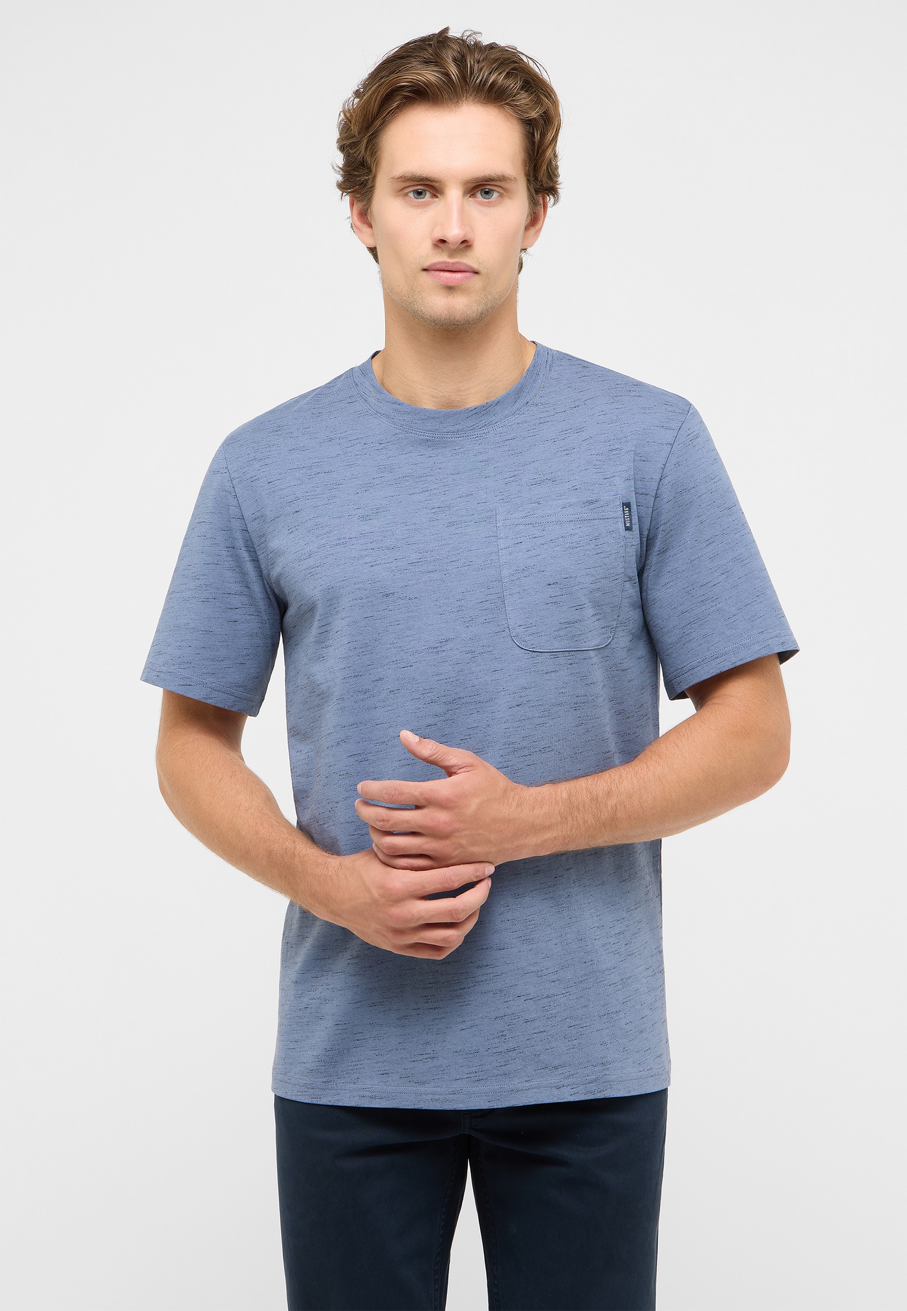 T-Shirt, Kurzarm, Pocket Tee, Rundhals, Rauher Stoff