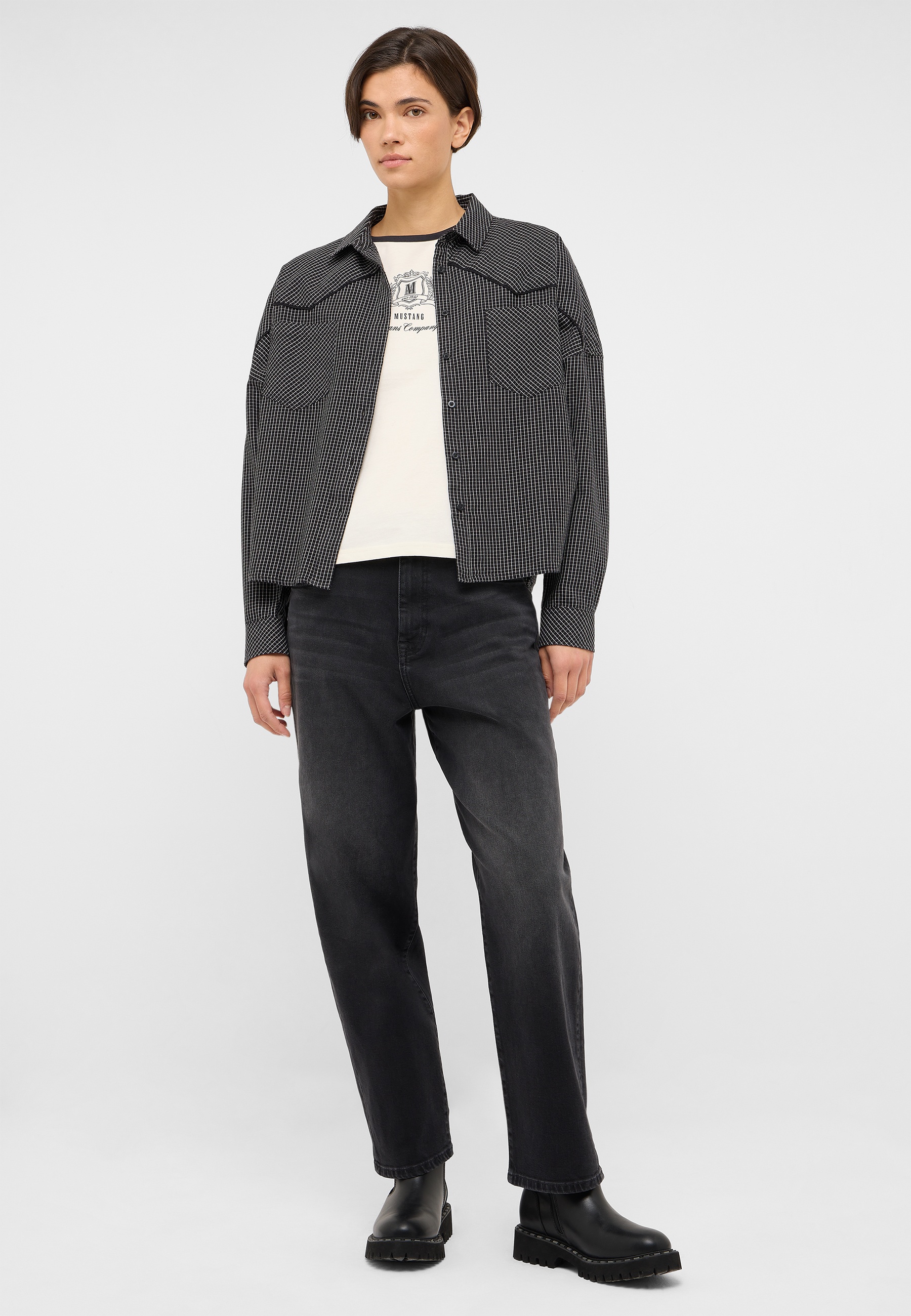 Hemdjacke, Gingham, Karo Muster, Langarm, Oversized fit