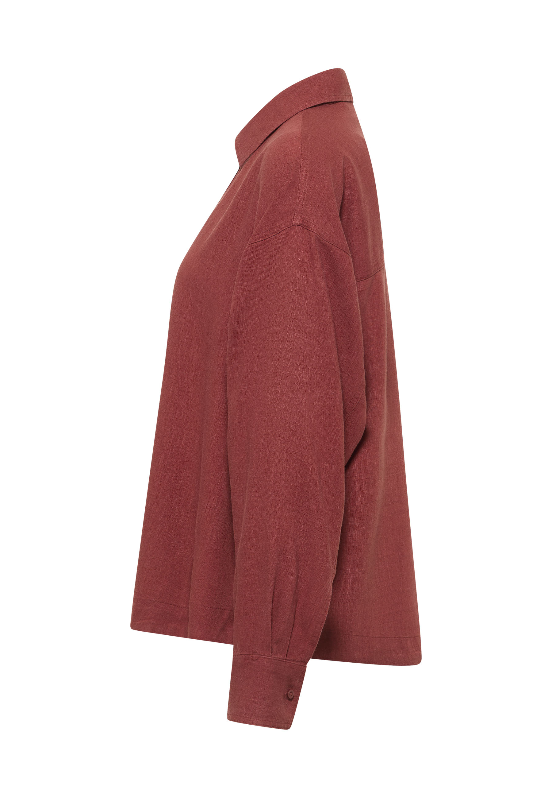 Hemdbluse, Oversized, Kragen, Langärmlig, Kastanienbraun