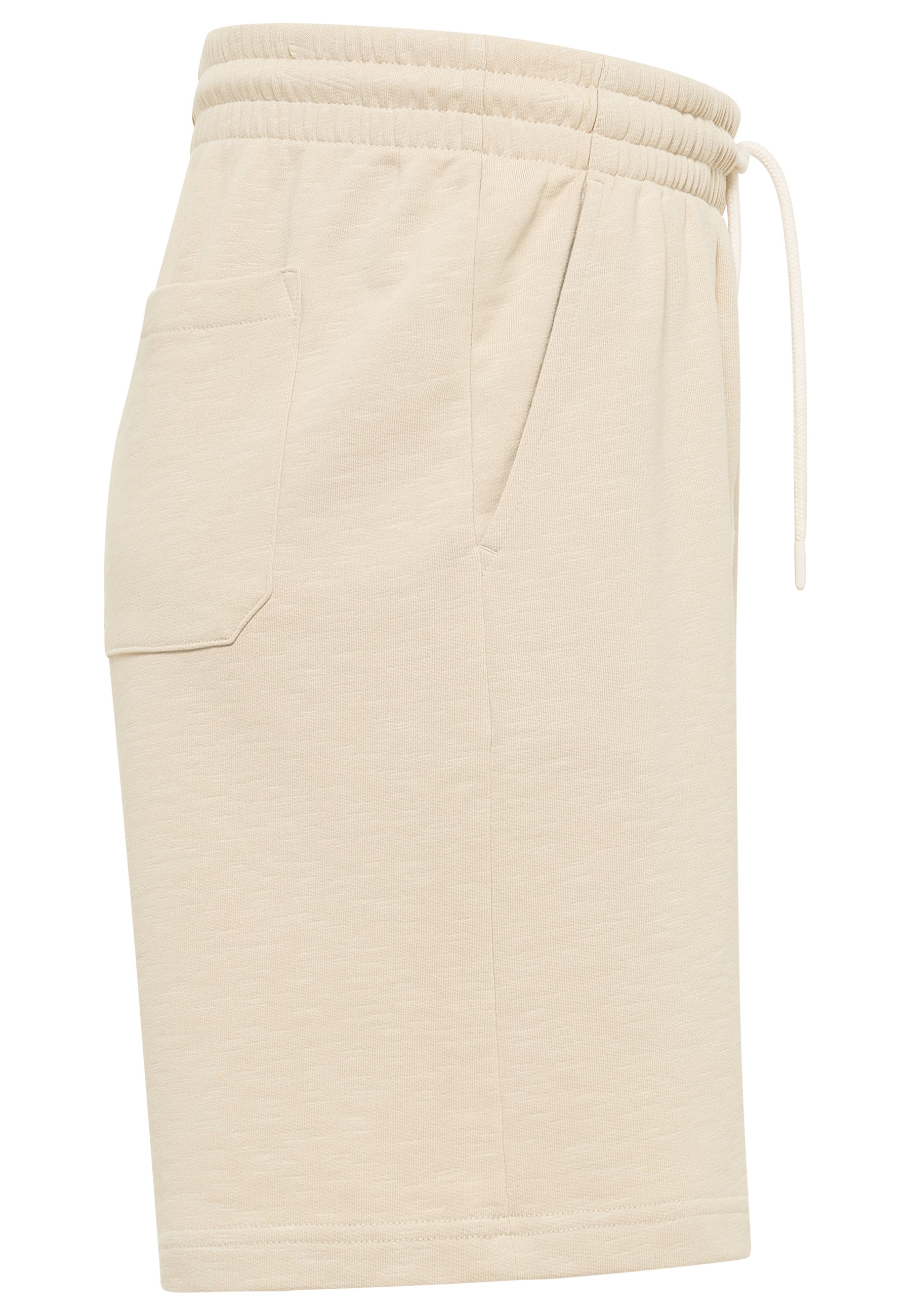 beige Shorts, Kordelzug, elastischer Bund, Tasche, knielang