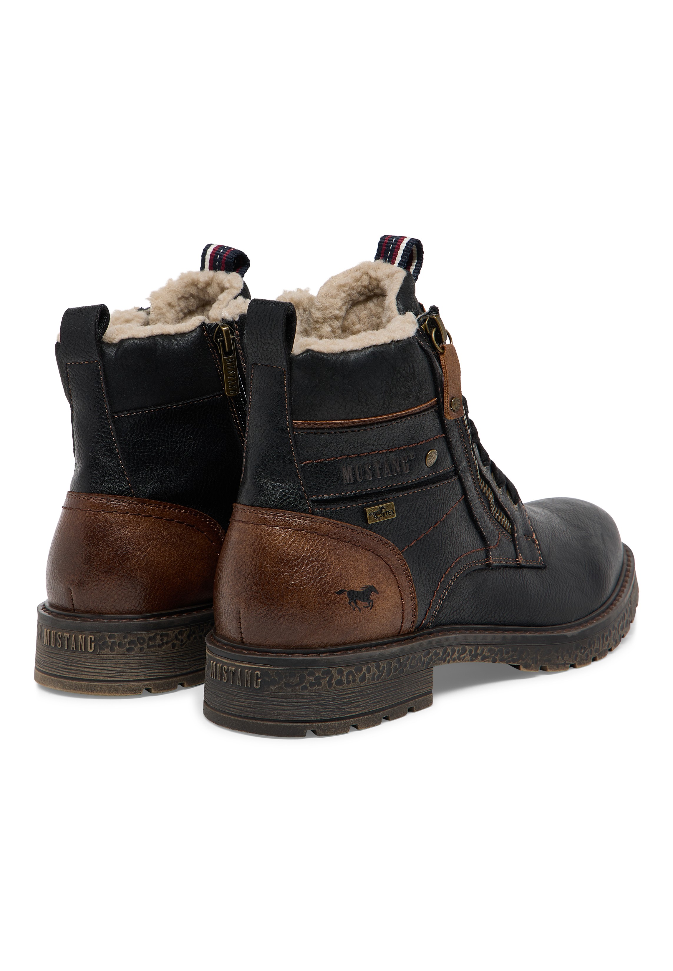 Stiefeletten, Stiefel, Leder, Fellinnenfutter, Muster: Two-Tone