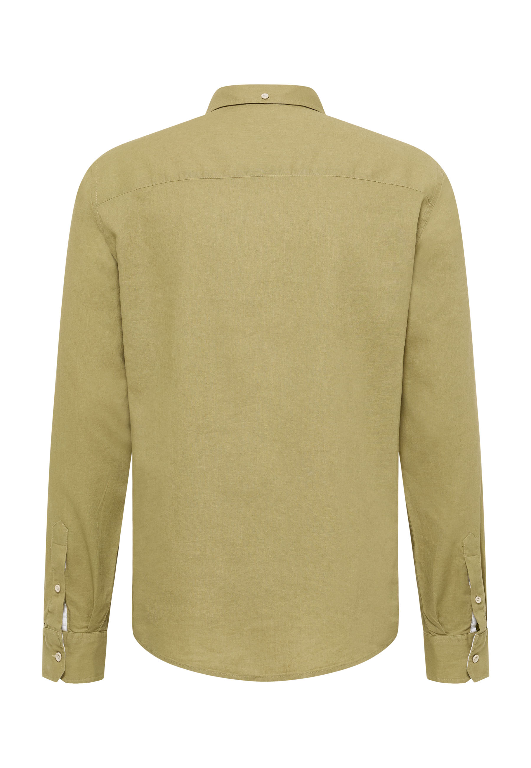 Hemden, Langarm, Khaki, Unifarben, Knopfmanschetten