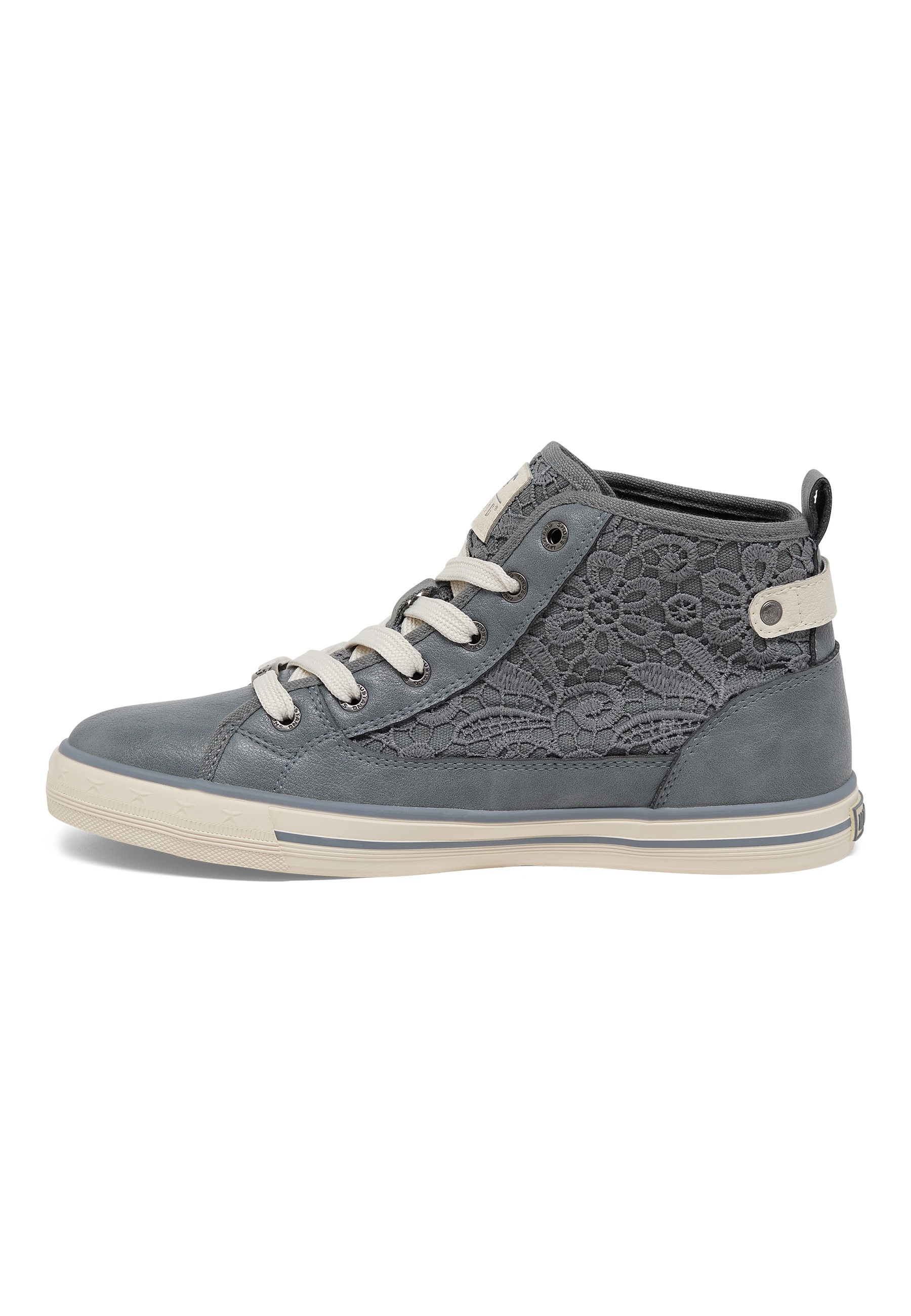 Sneaker, High-Top, Lace, Leather, Gray