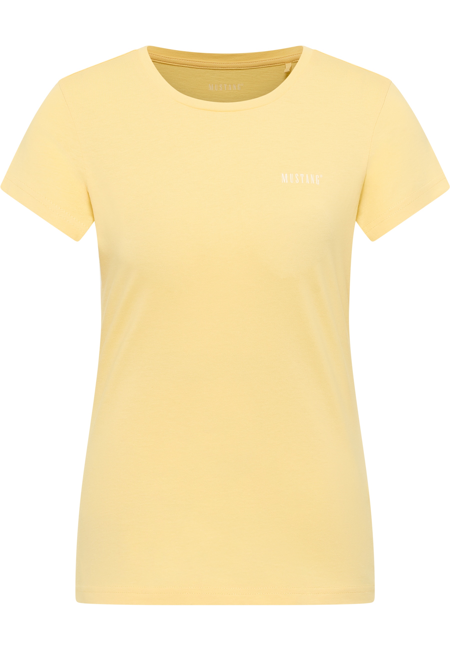 Tee, Kurzarm, Pastellgelb, Rundhals, Musterfrei