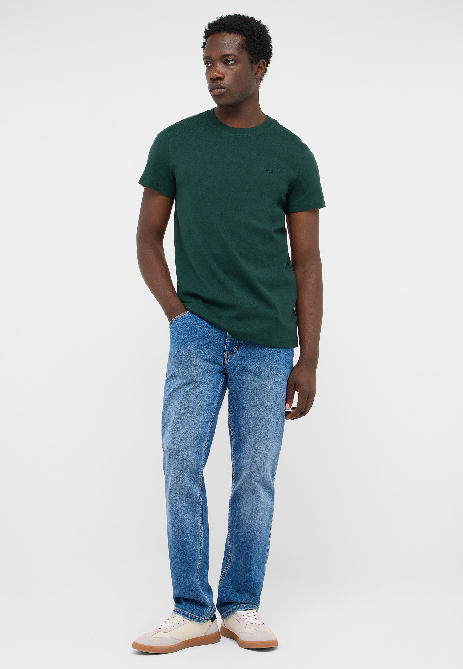 T-Shirt, Kurzarm, Uni, Grün, Casual