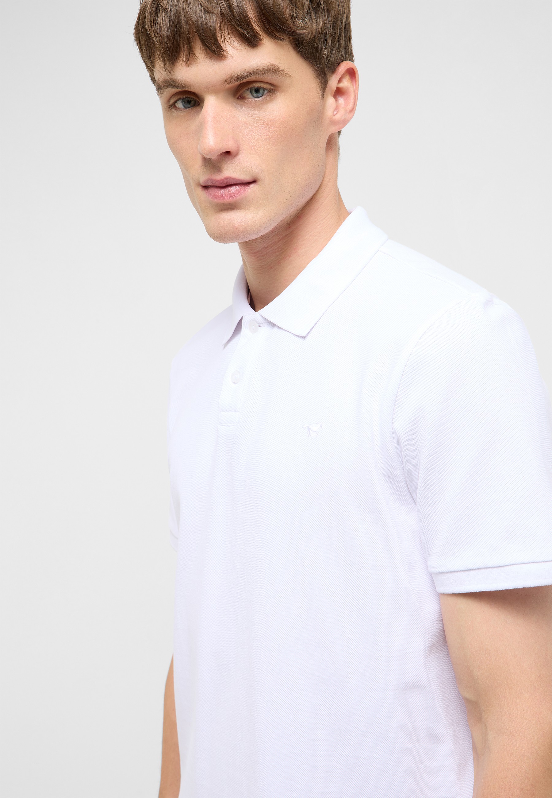 Polohemd, weißes Polo, Kurzarm, Polo-Kragen, strick-Polo