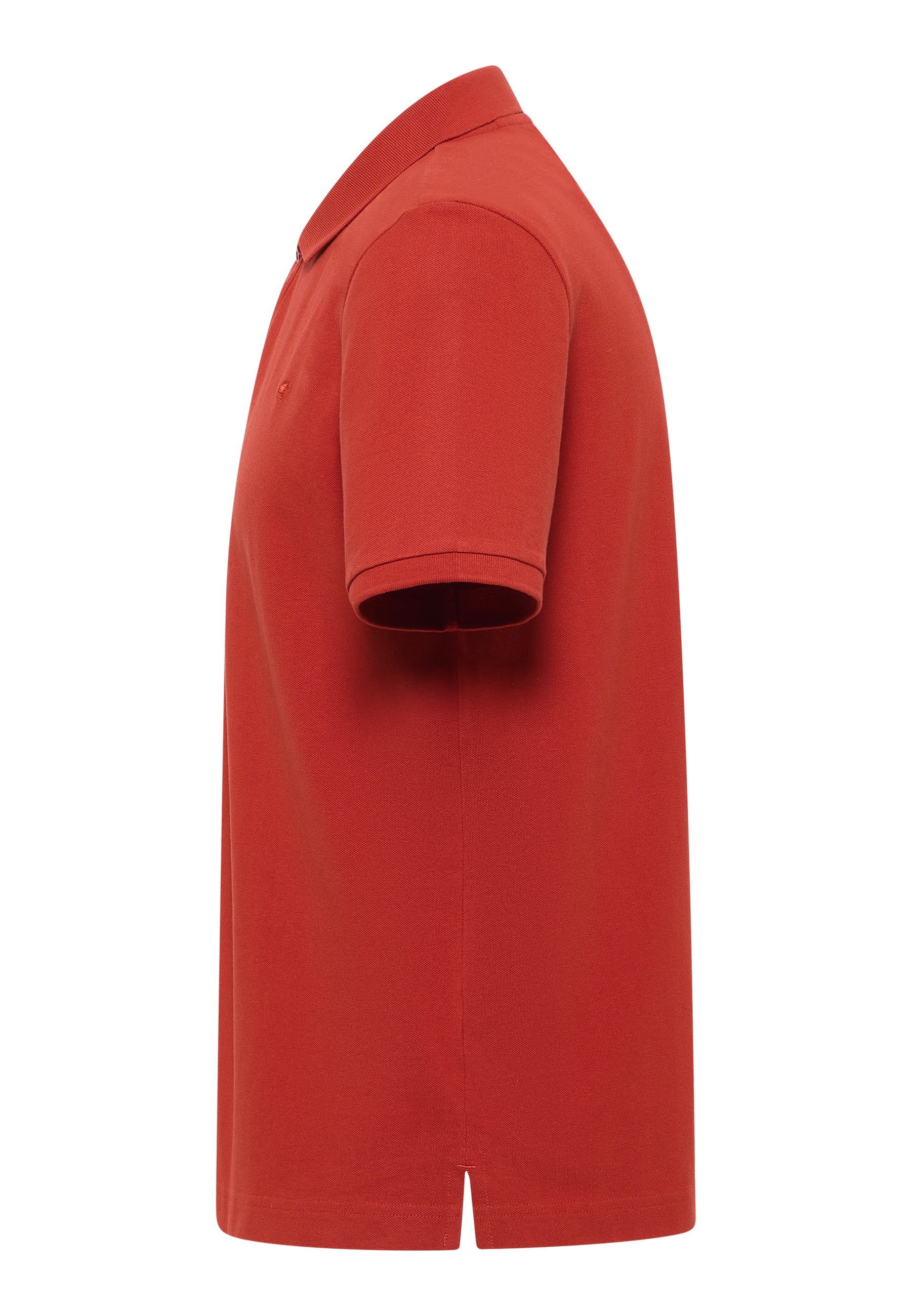 polo-shirt, short-sleeve, red, collar, slit-hem