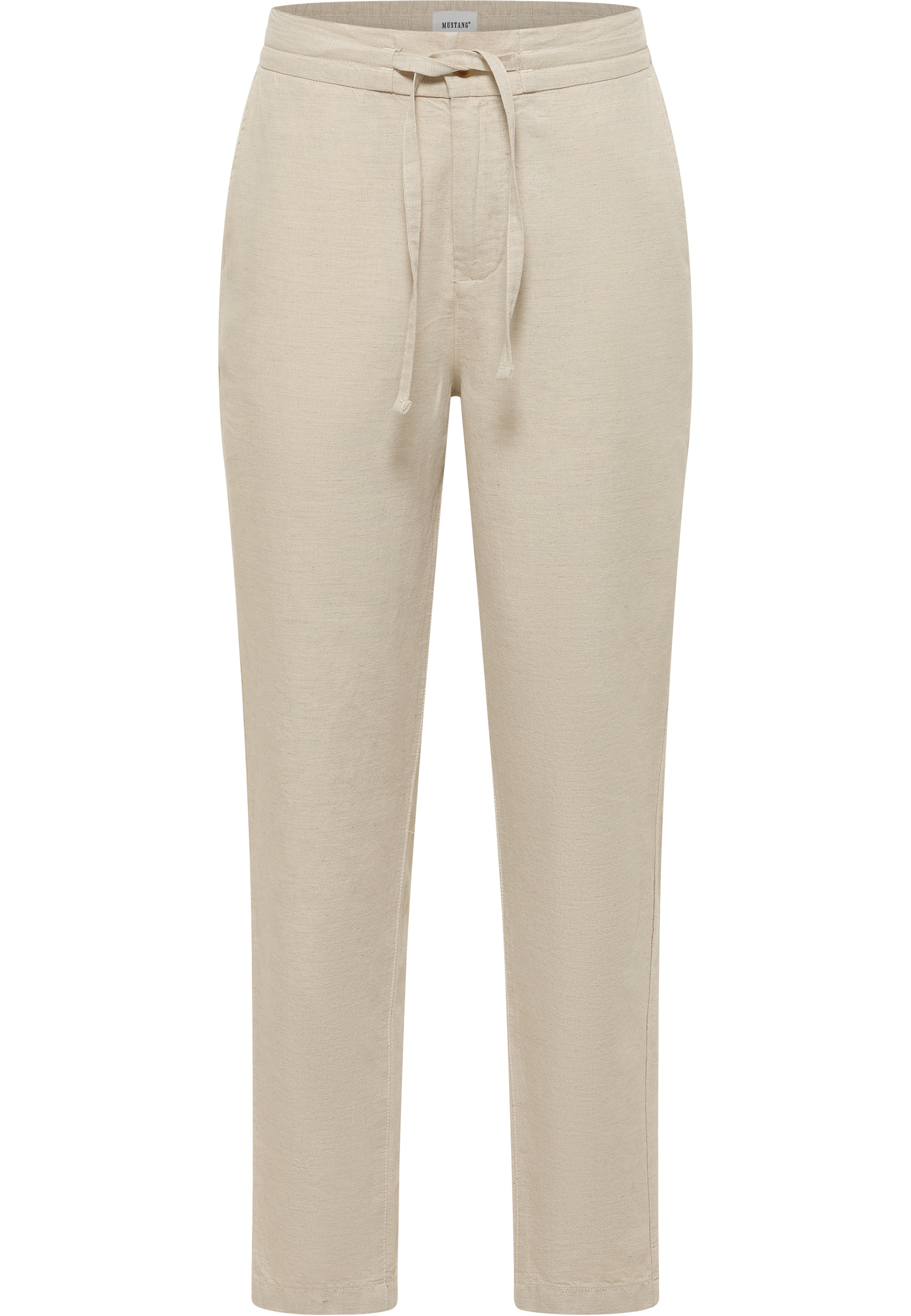 beige pants, Drawstring, Leinenmischung, Knöchellänge, Twill-Struktur