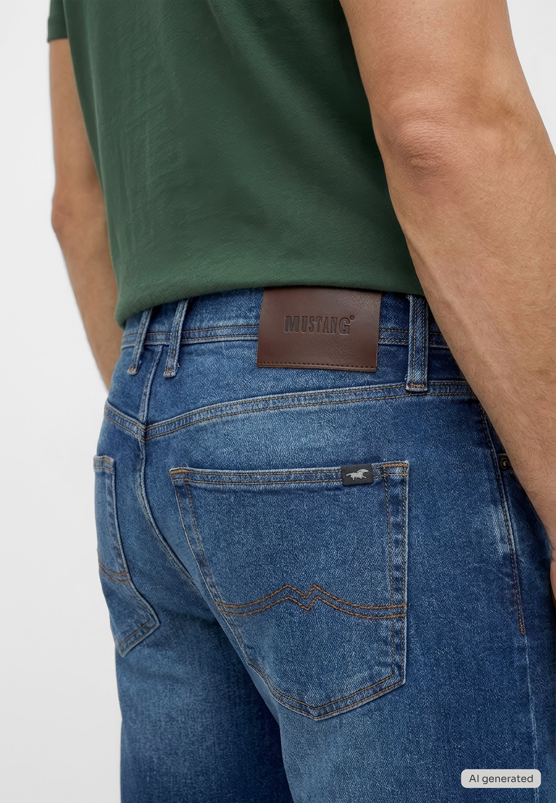 jeans, back pocket,  leather patch,  denim,  Mustang logo