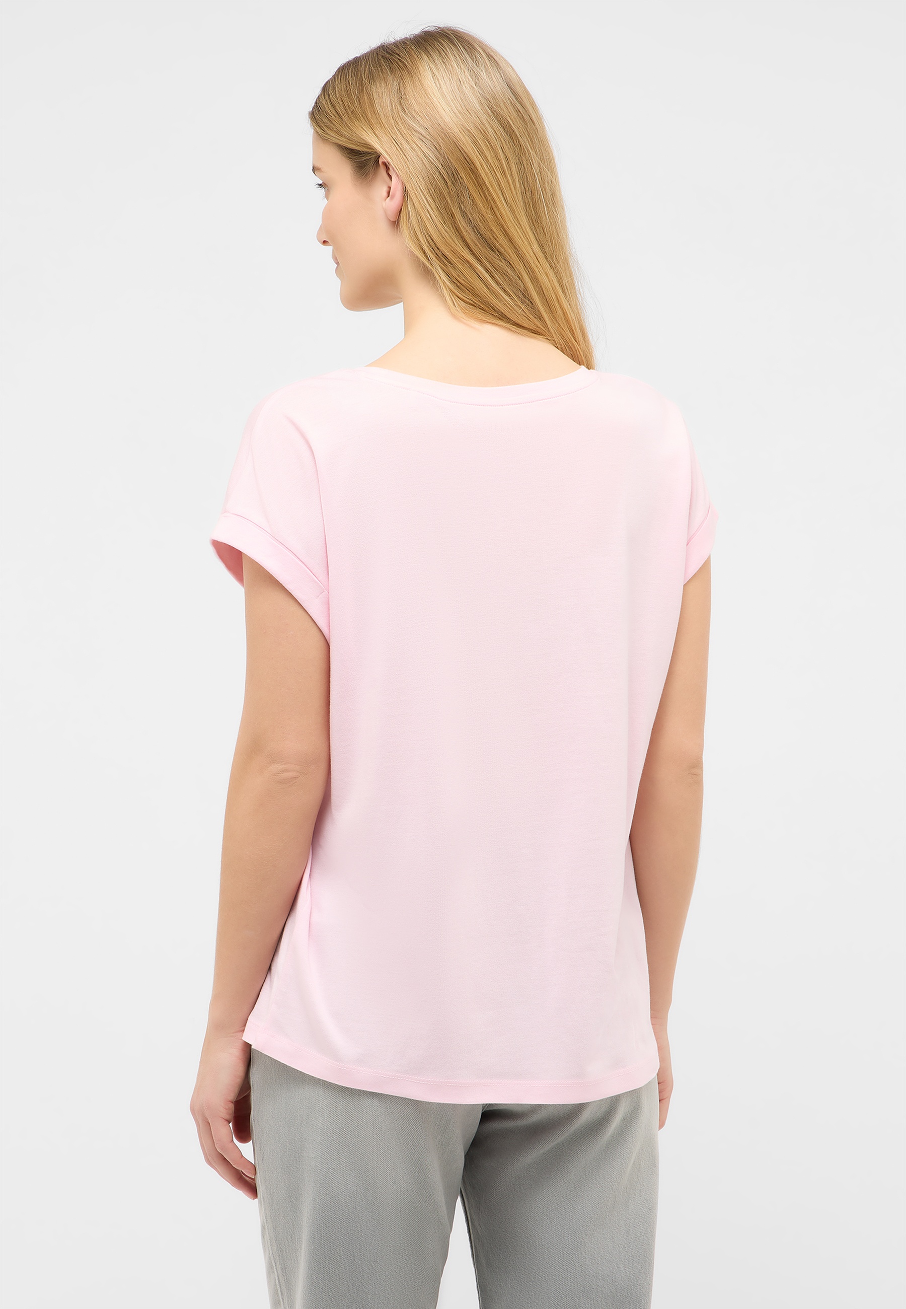 t-shirt, pink, kurzarm, runderhals, uni