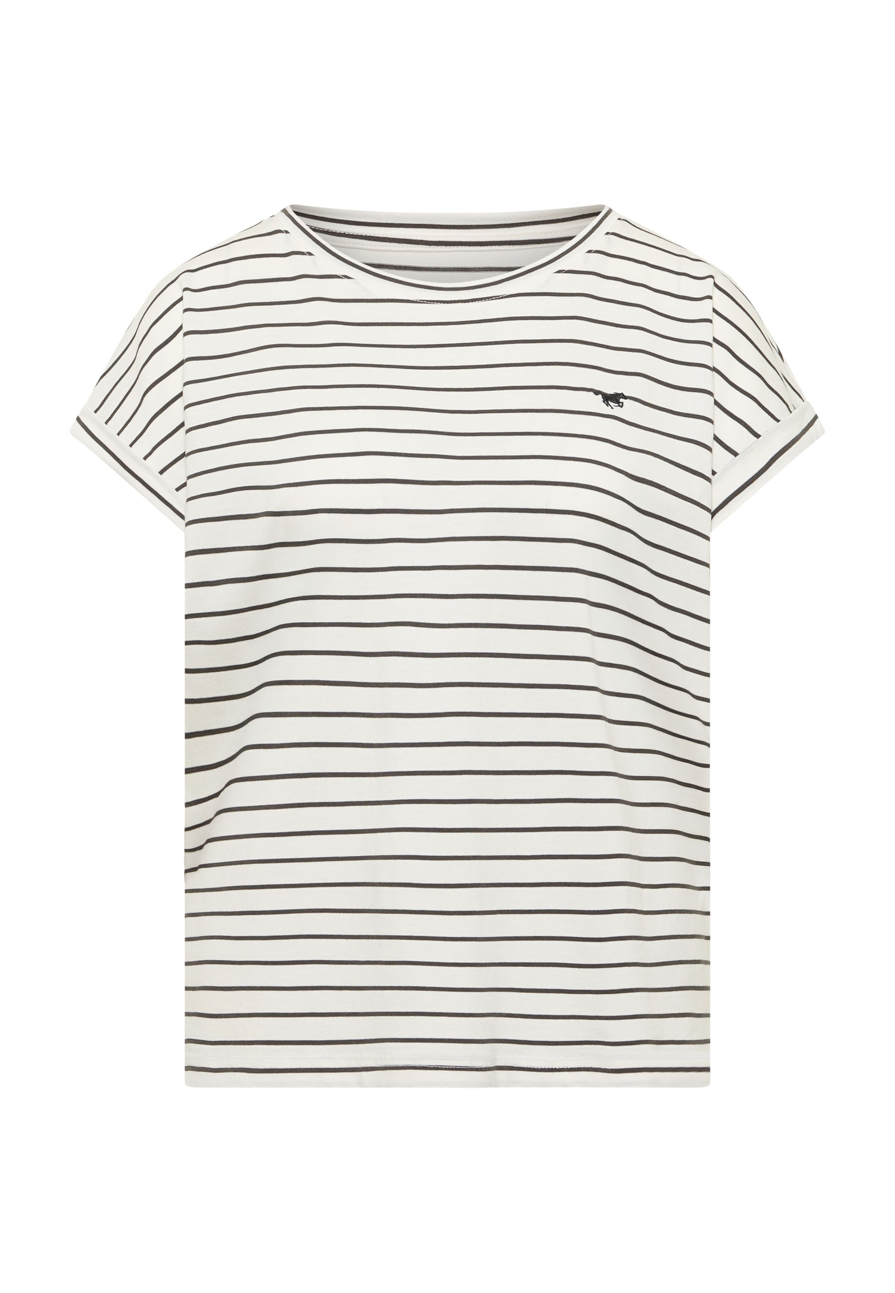 T-Shirt, Gestreift, Rundhals, Baumwolle, Kurzarm