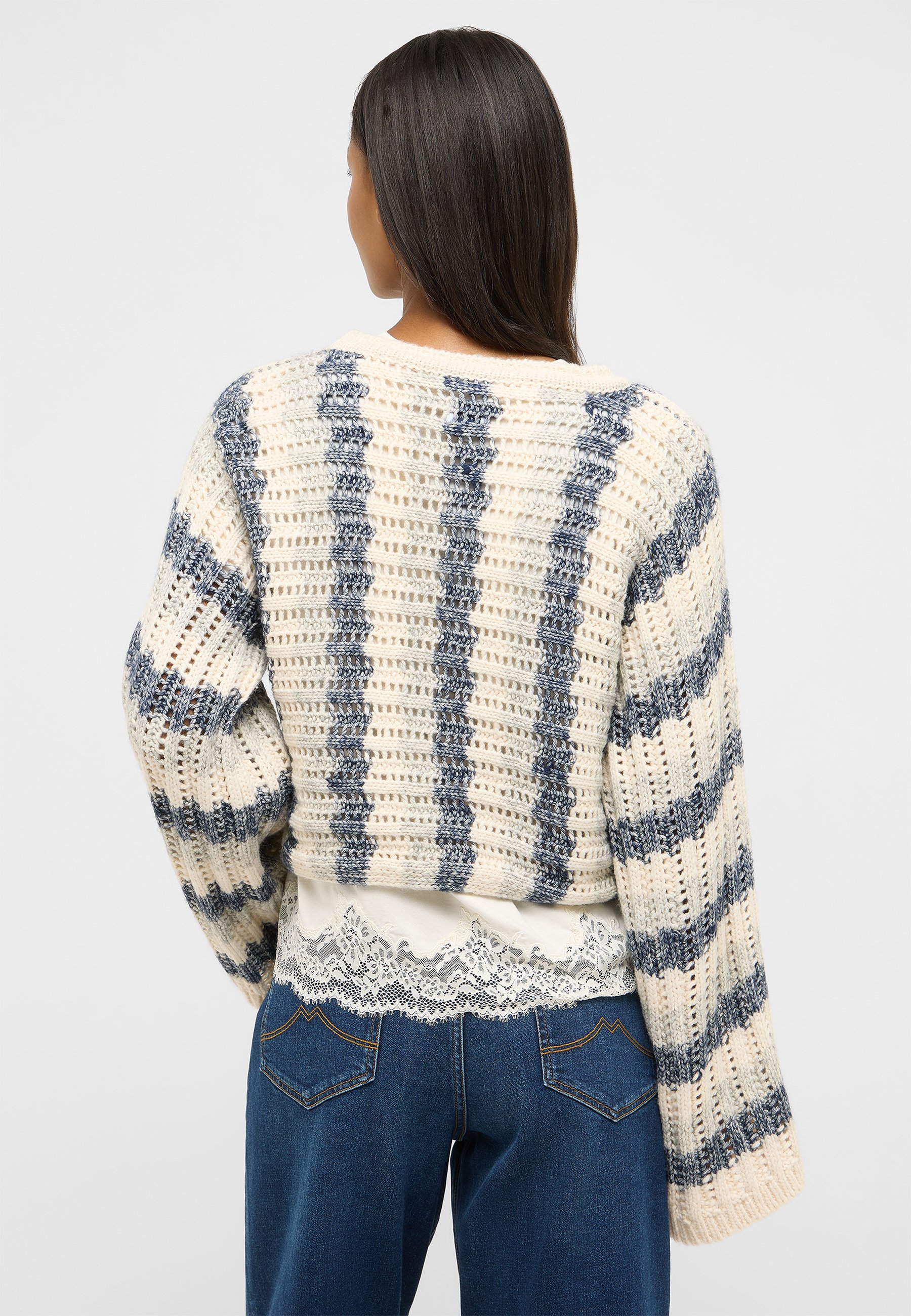 Strickjacke, Streifenmuster, Gestreift, Oversized, Spitze背景