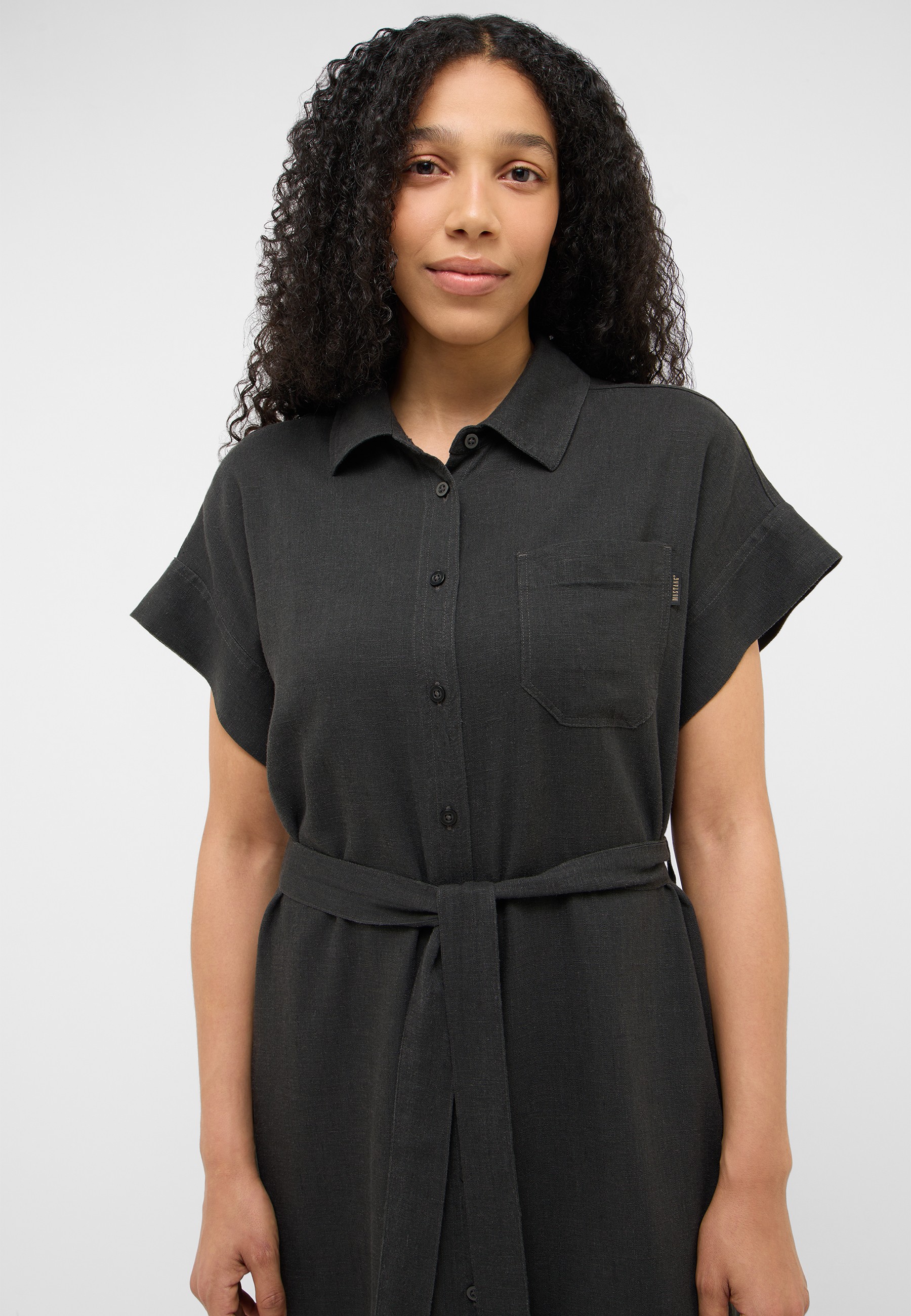 Shirt dress, Corduroy, Short sleeves, Button-front, Waist belt