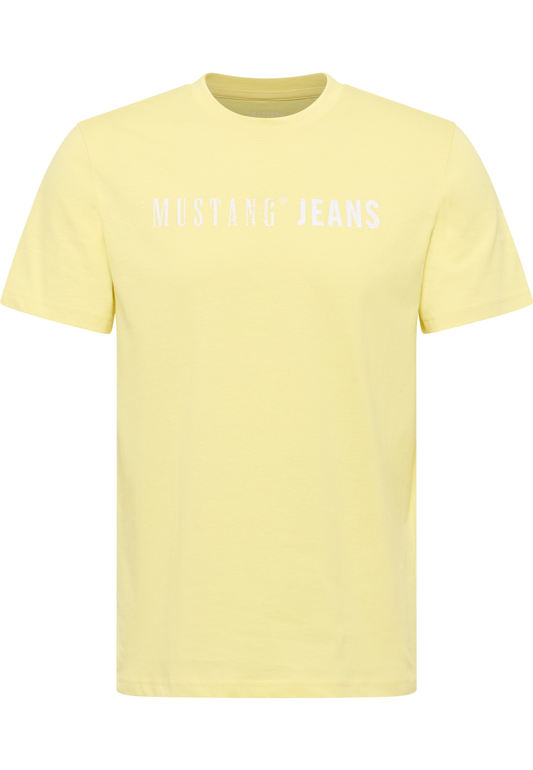 t-shirt, kurzarm, gelb, mustang jeans, grafik print