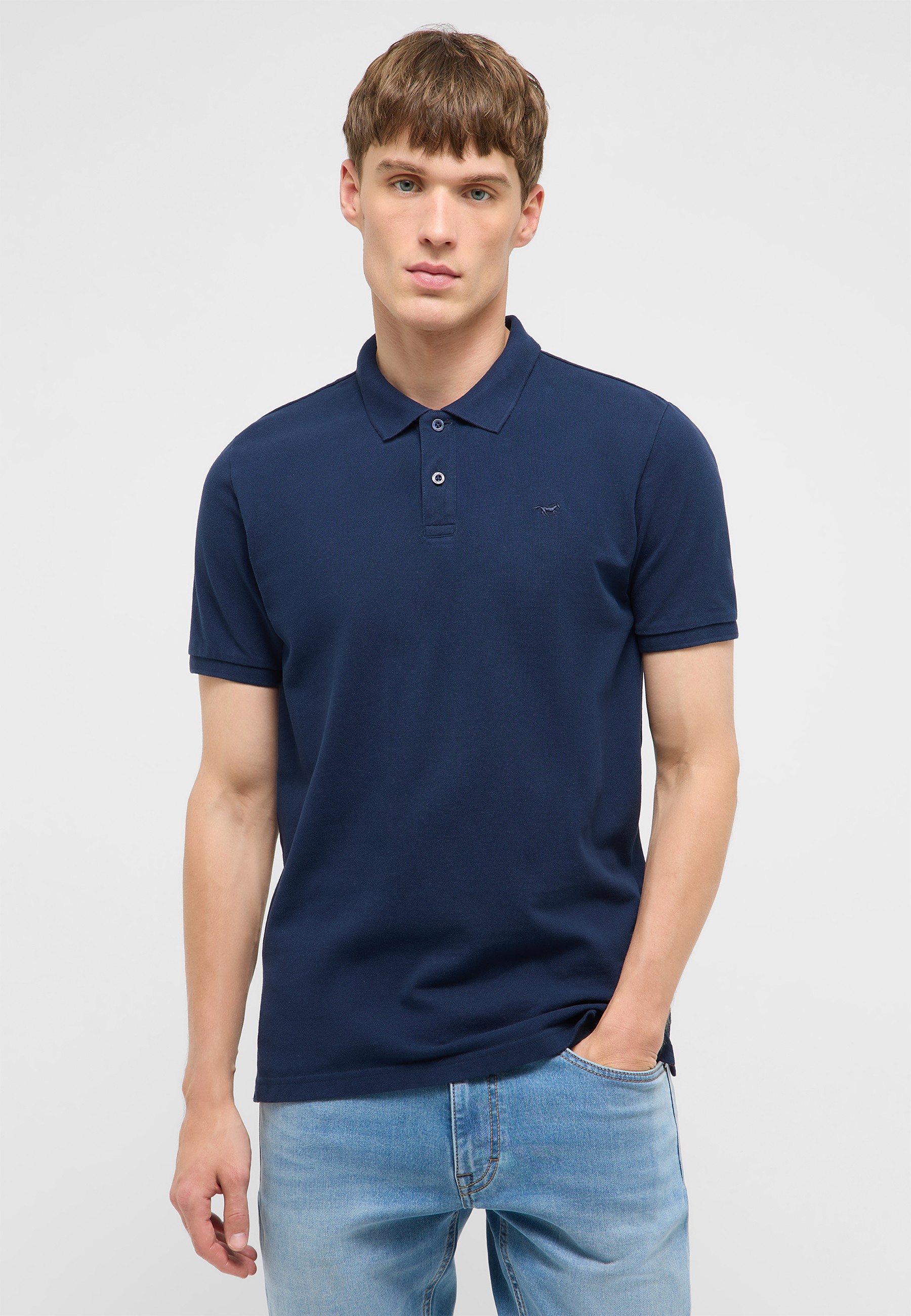 Polohemd, Navy Polo, Kurzarm, Baumwolle, Uni