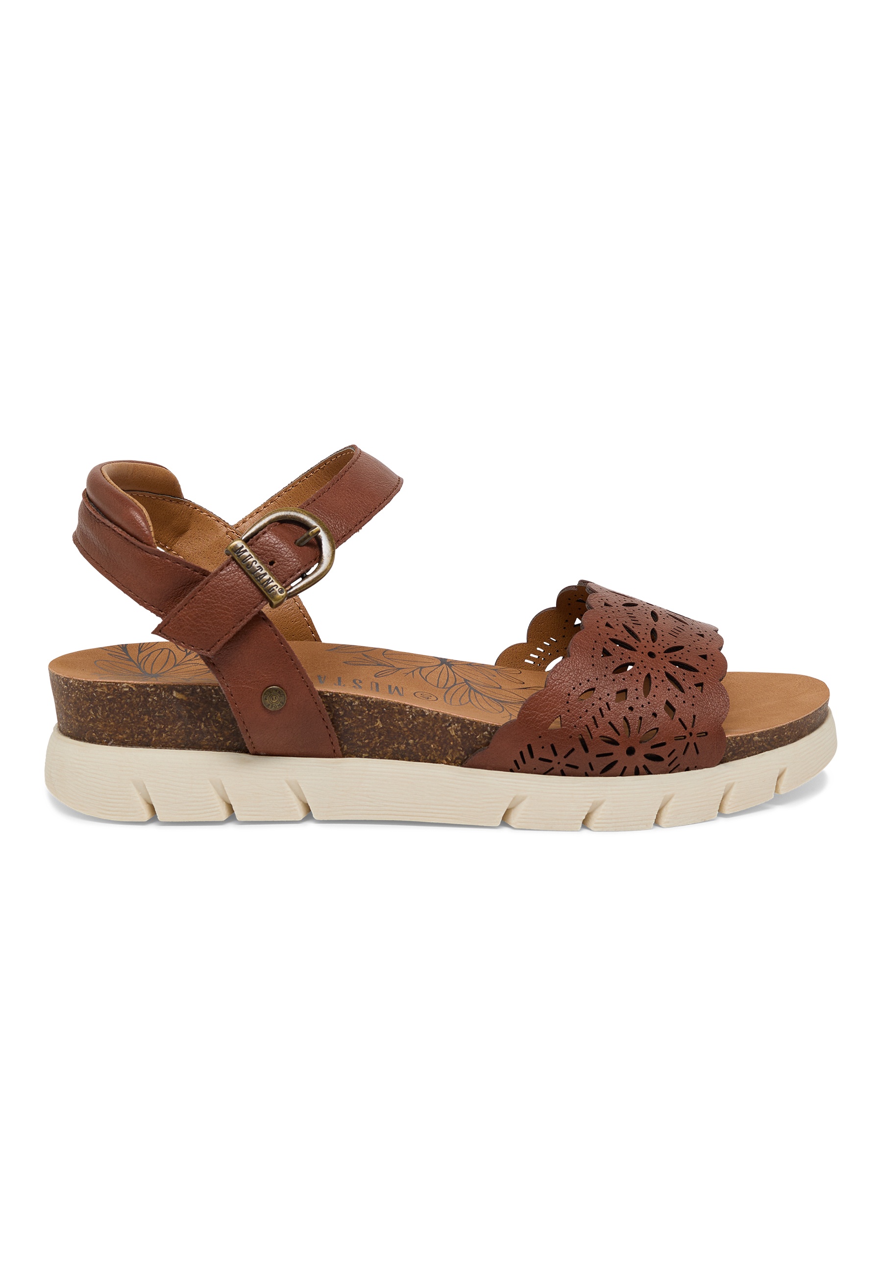 Sandalen, Sandaletten, Riemen, Blumenmuster, Korksohle