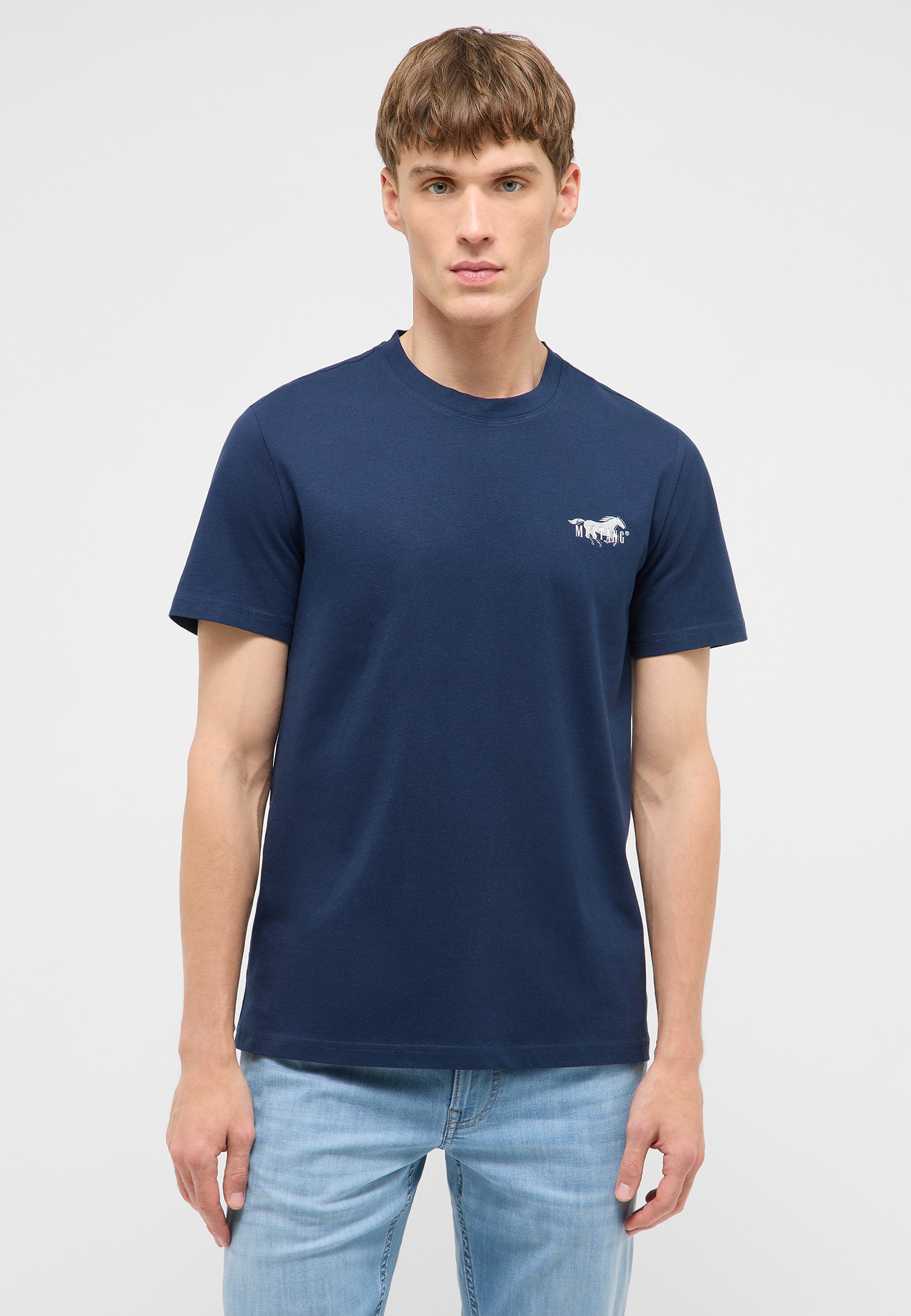 t-shirt, crew neck, short sleeve, navy, kleines-logo