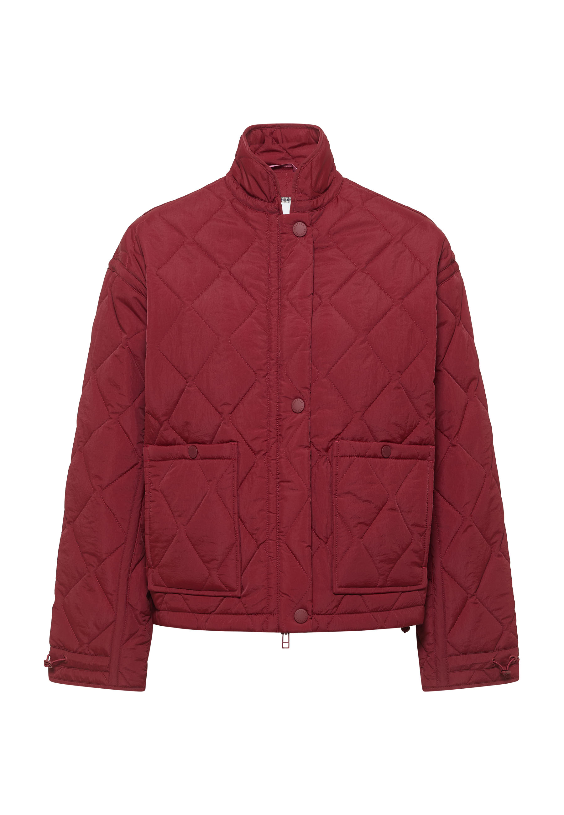 Quilted jacket, Puffer, Red, Pockets, Zipper closure