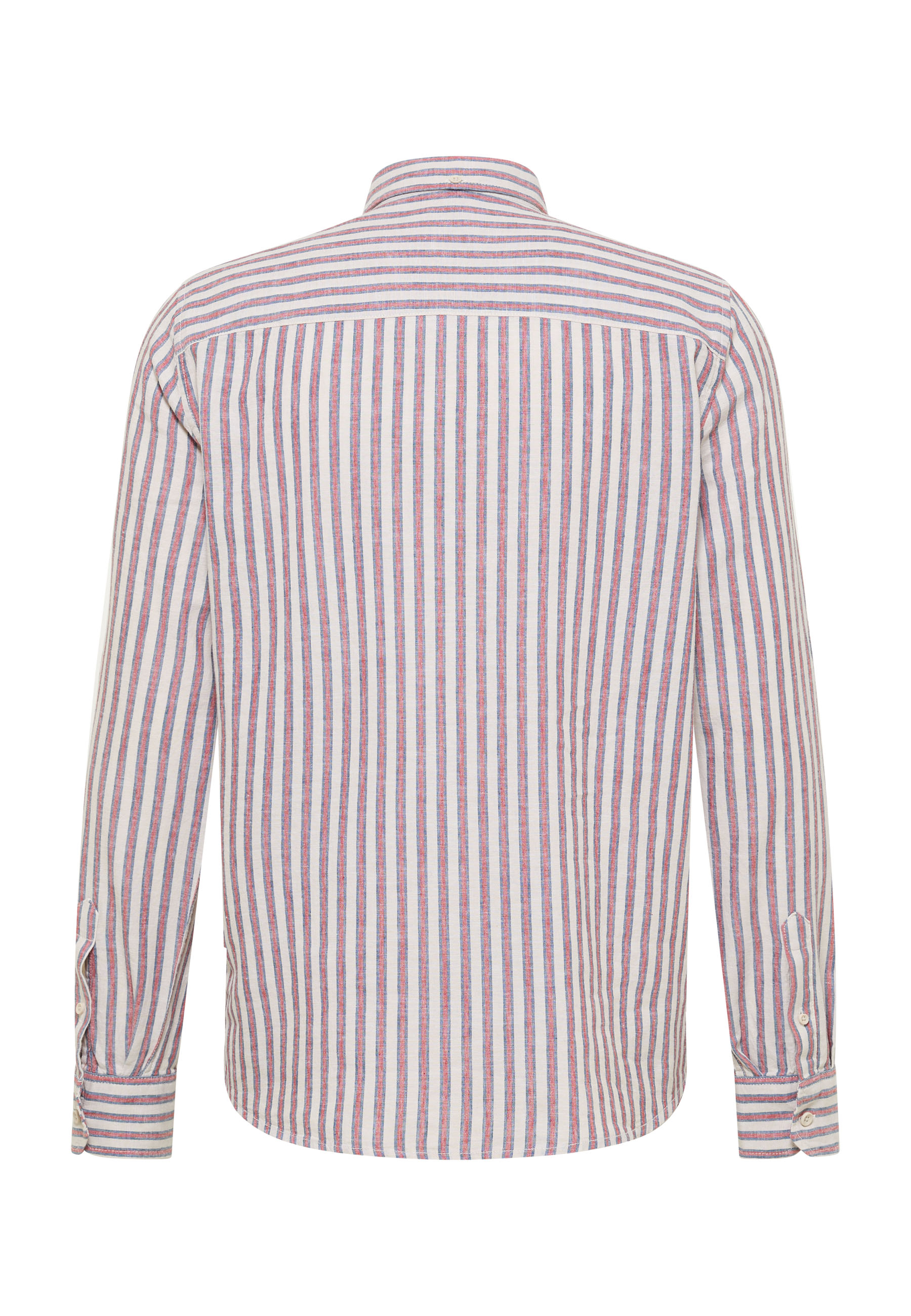 gestreiftes Hemd, Leinenmischung, Langarm, rosa blau Streifen, Hemd mit Kragen