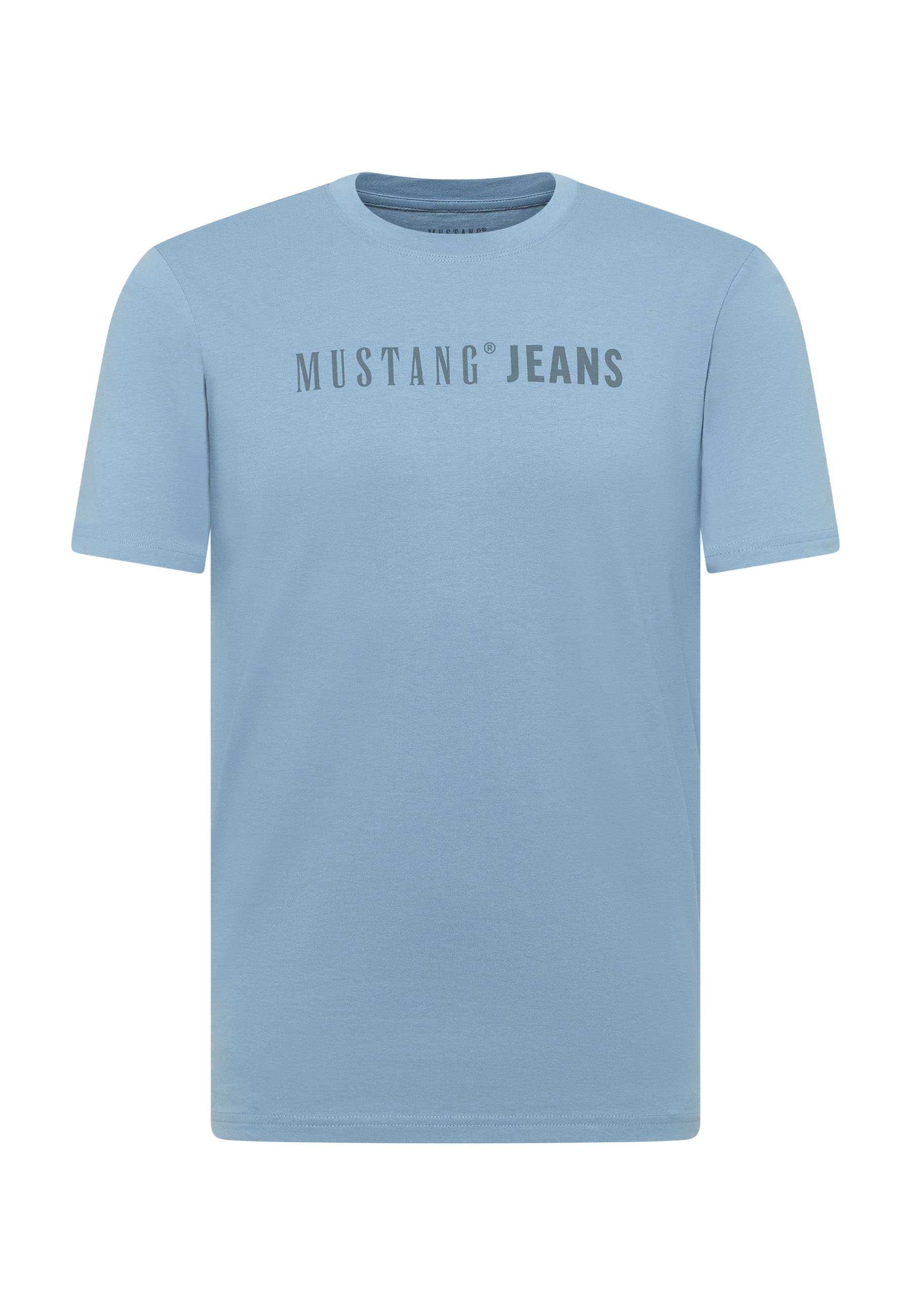 T-Shirt, Kurzarm, Blau, Logo-Text, Mustang Jeans