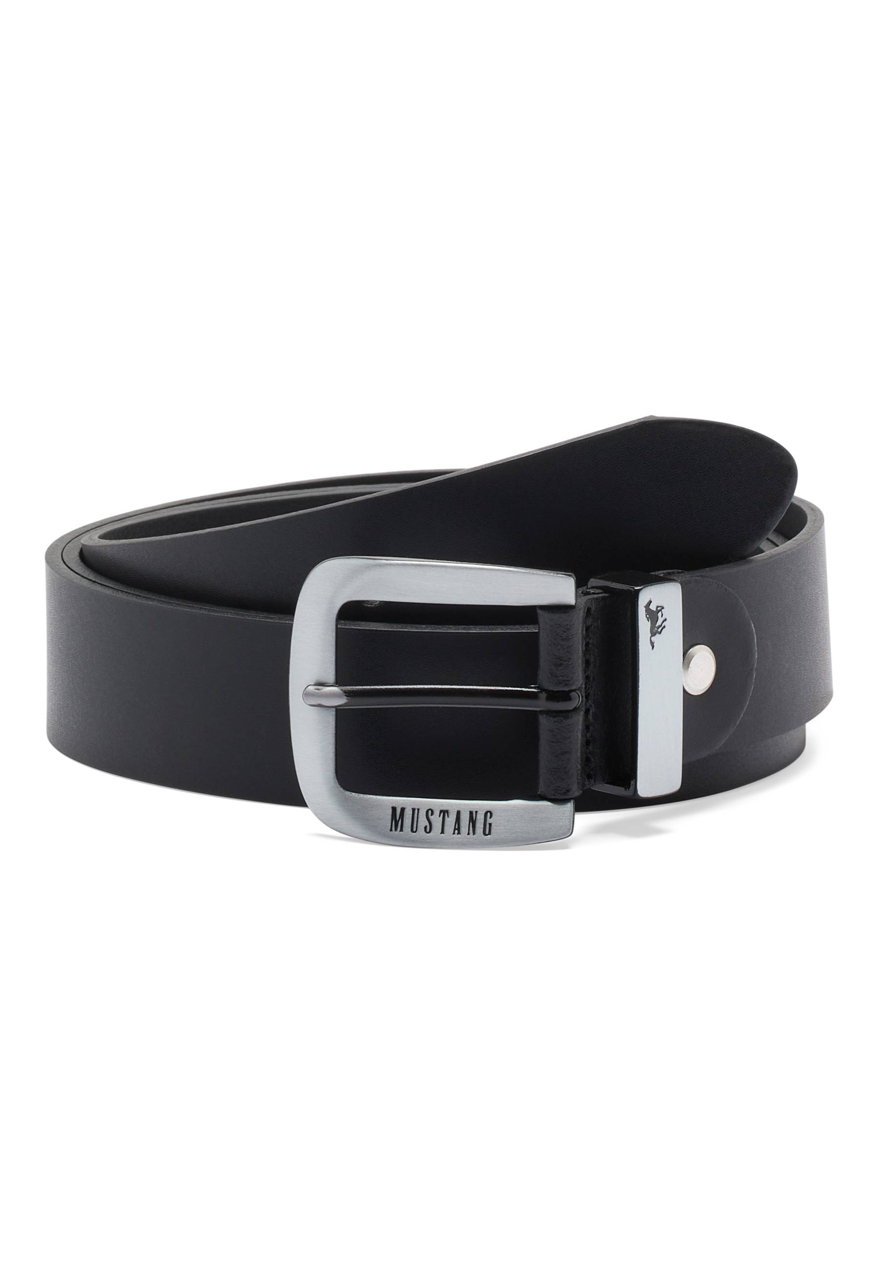 Mustang Herren Gürtel 35 mm aus Leder, schwarz