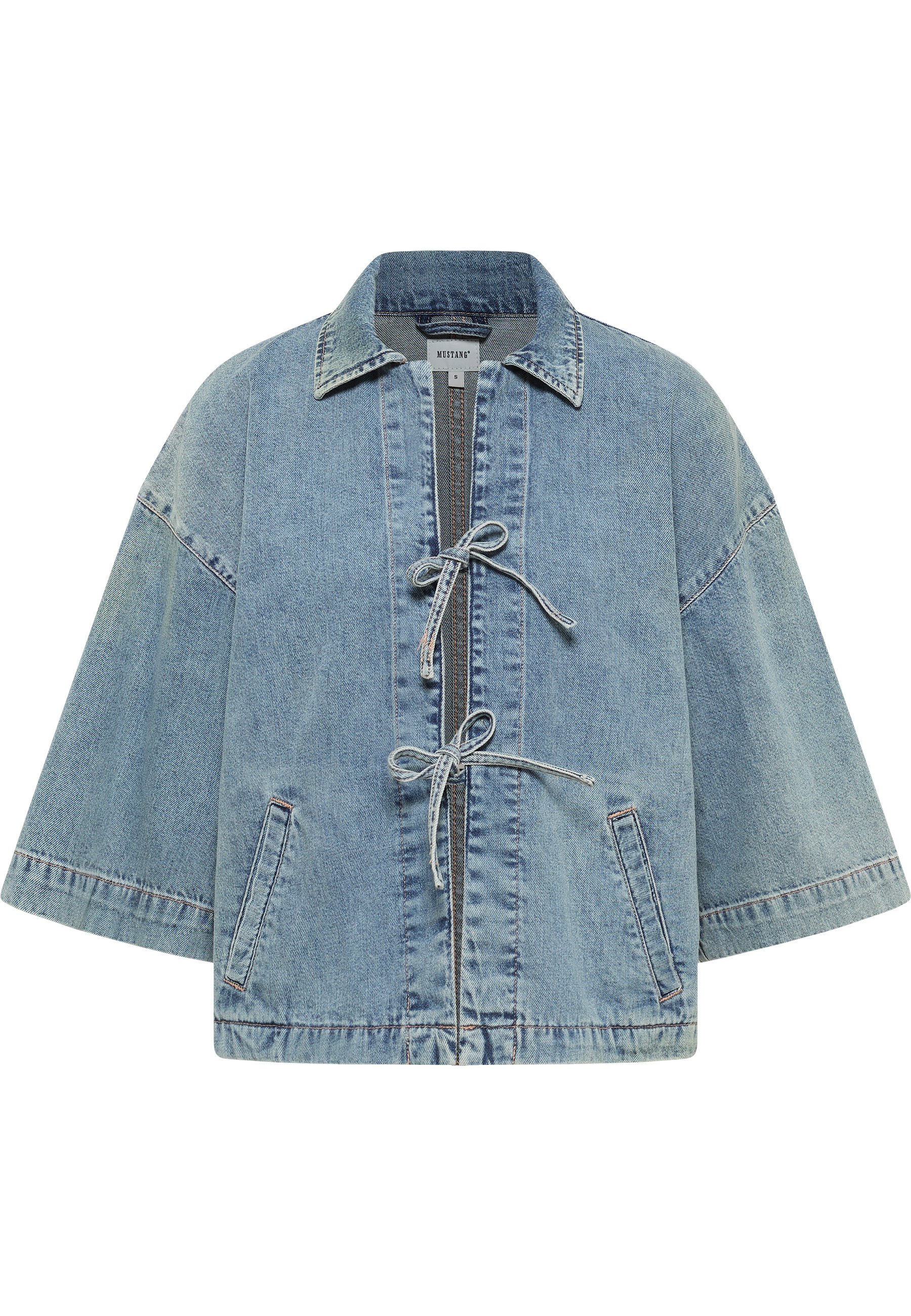 Denimjacke, Jeansjacke, Schnürung, Helle Waschung, Lockere Passform