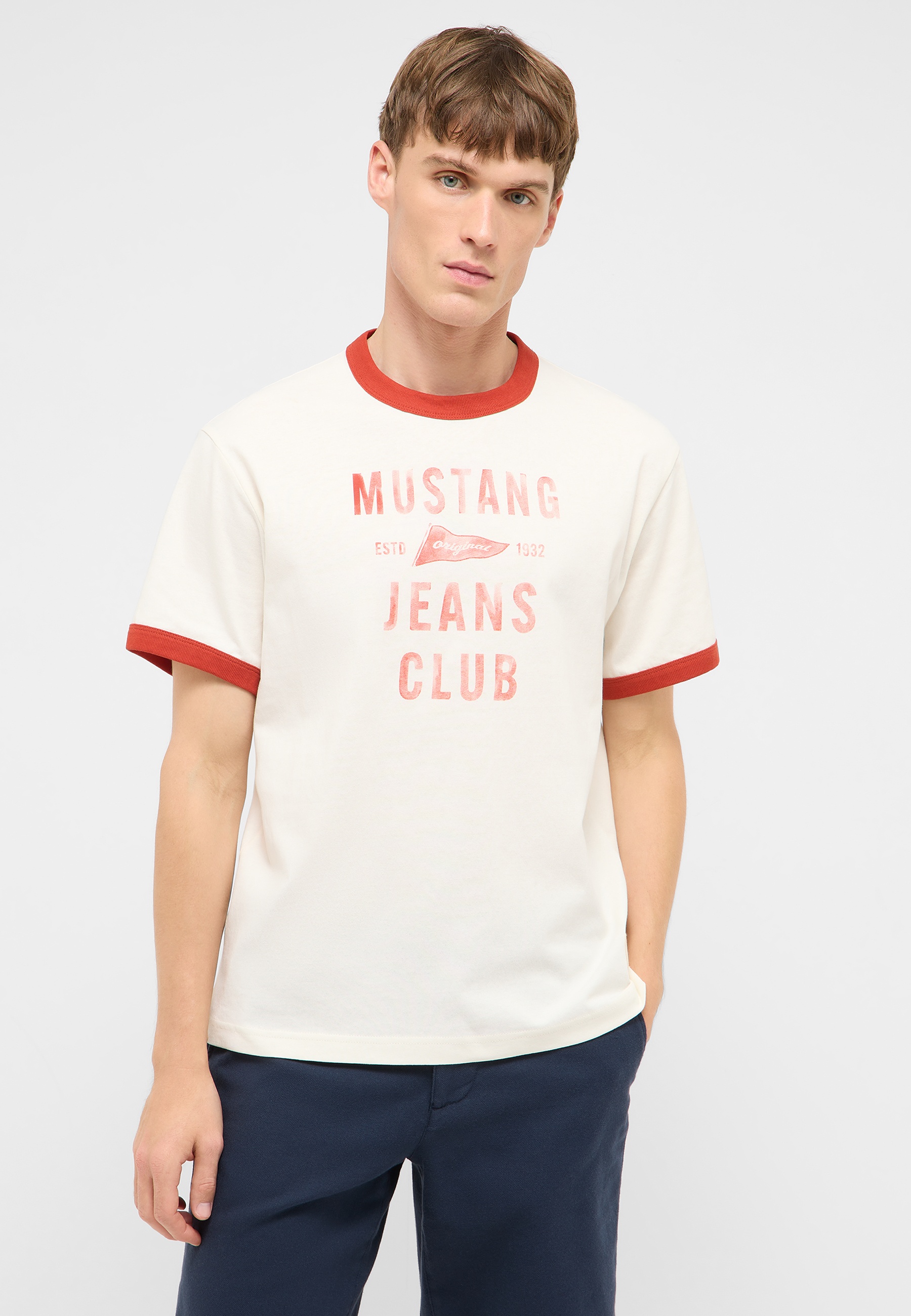 T-Shirt, Rundhals, Kurze Ärmel, Aufdruck Logo, Beige