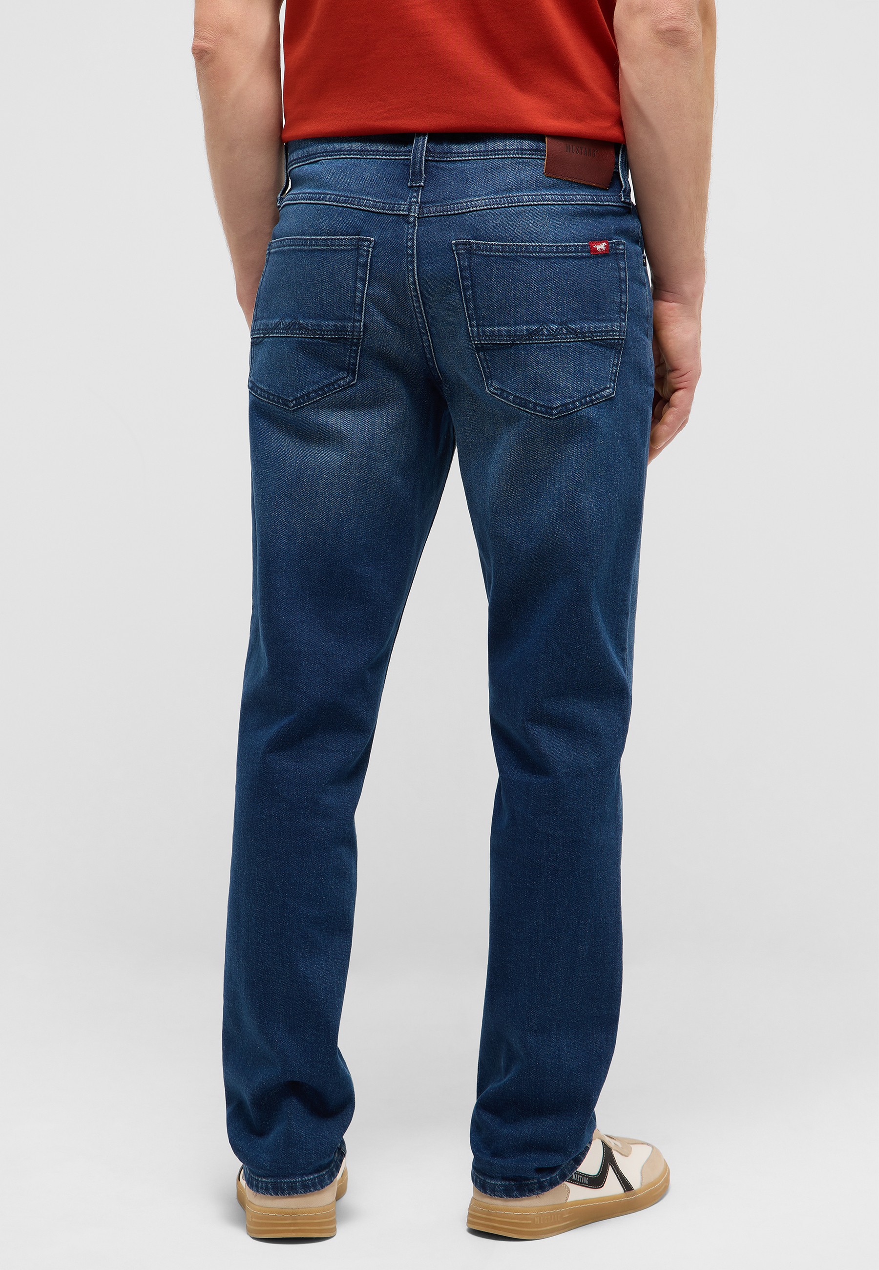 jeans, Denim, Rückentasche, Blau, Straight-Leg
